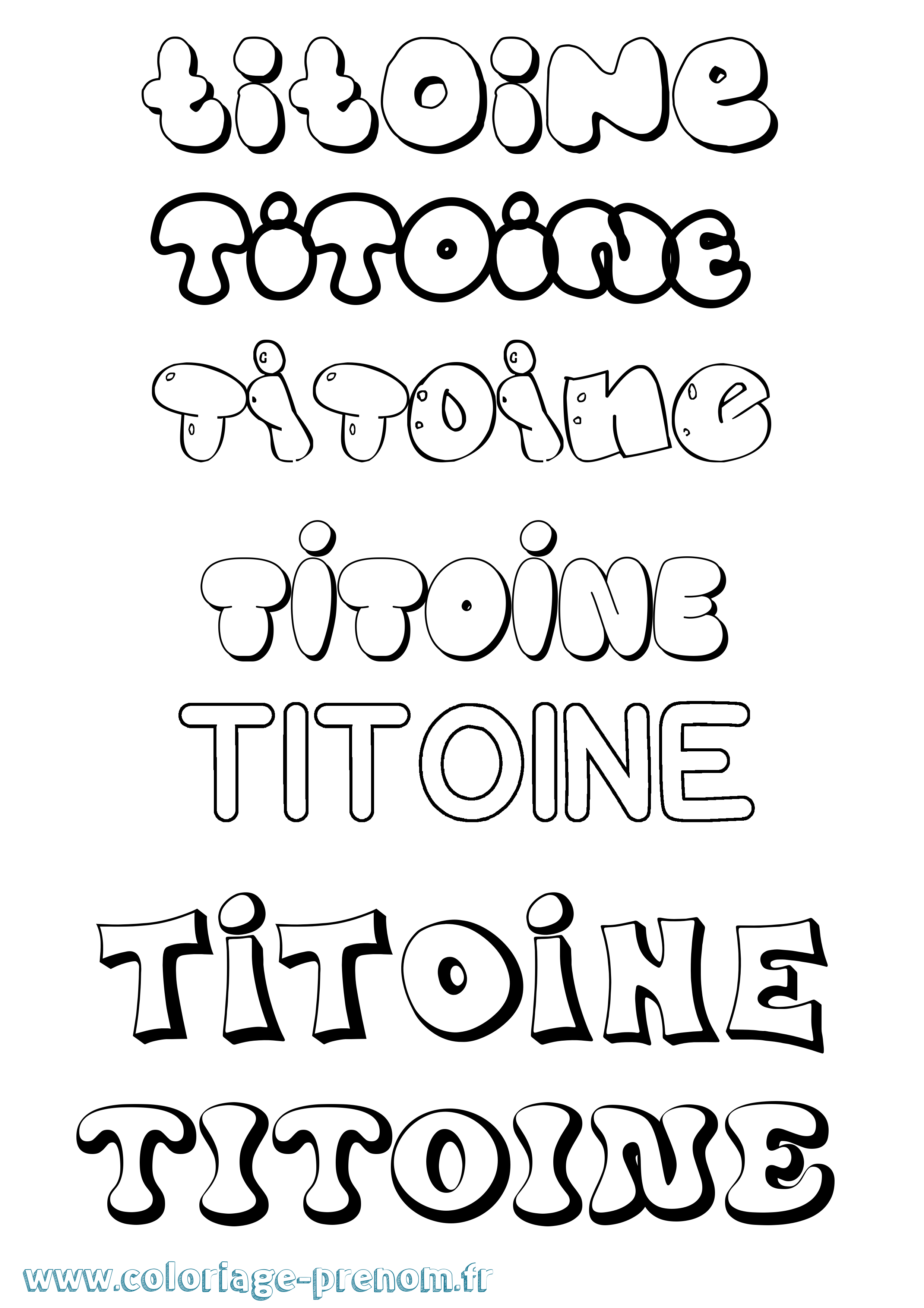 Coloriage Titoine Bubble Coloriage prénom Titoine Bubble