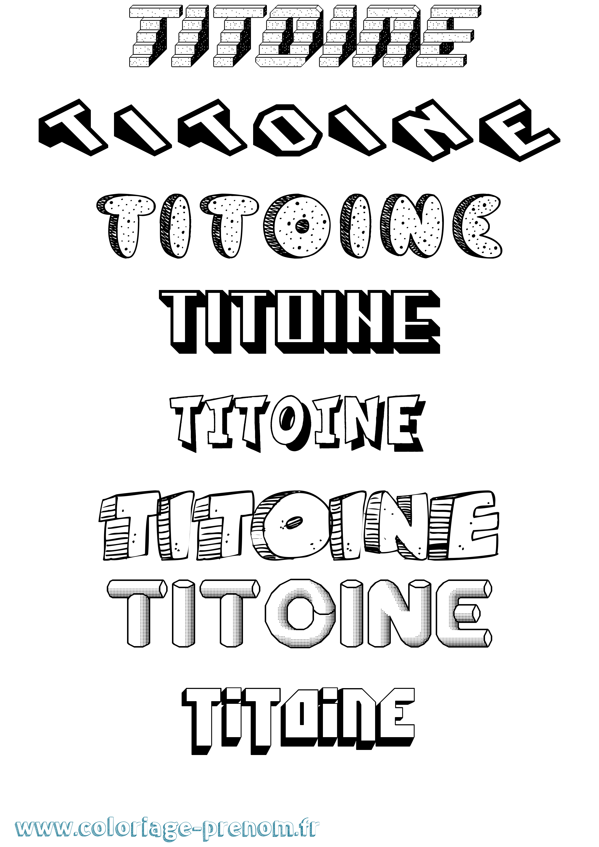 Coloriage Titoine Effet 3D Coloriage prénom Titoine Effet 3D
