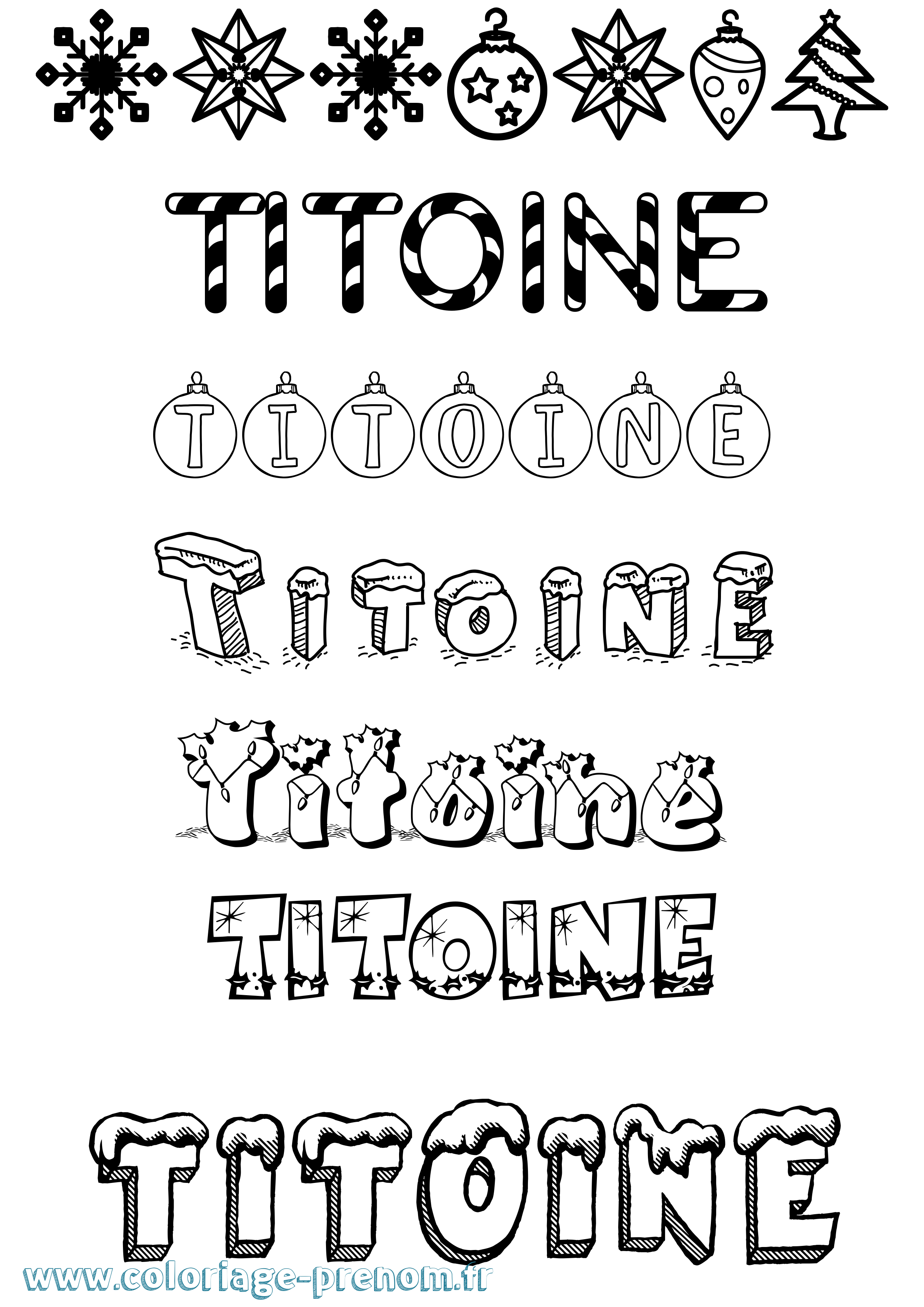 Coloriage Titoine Noël Coloriage prénom Titoine Noël