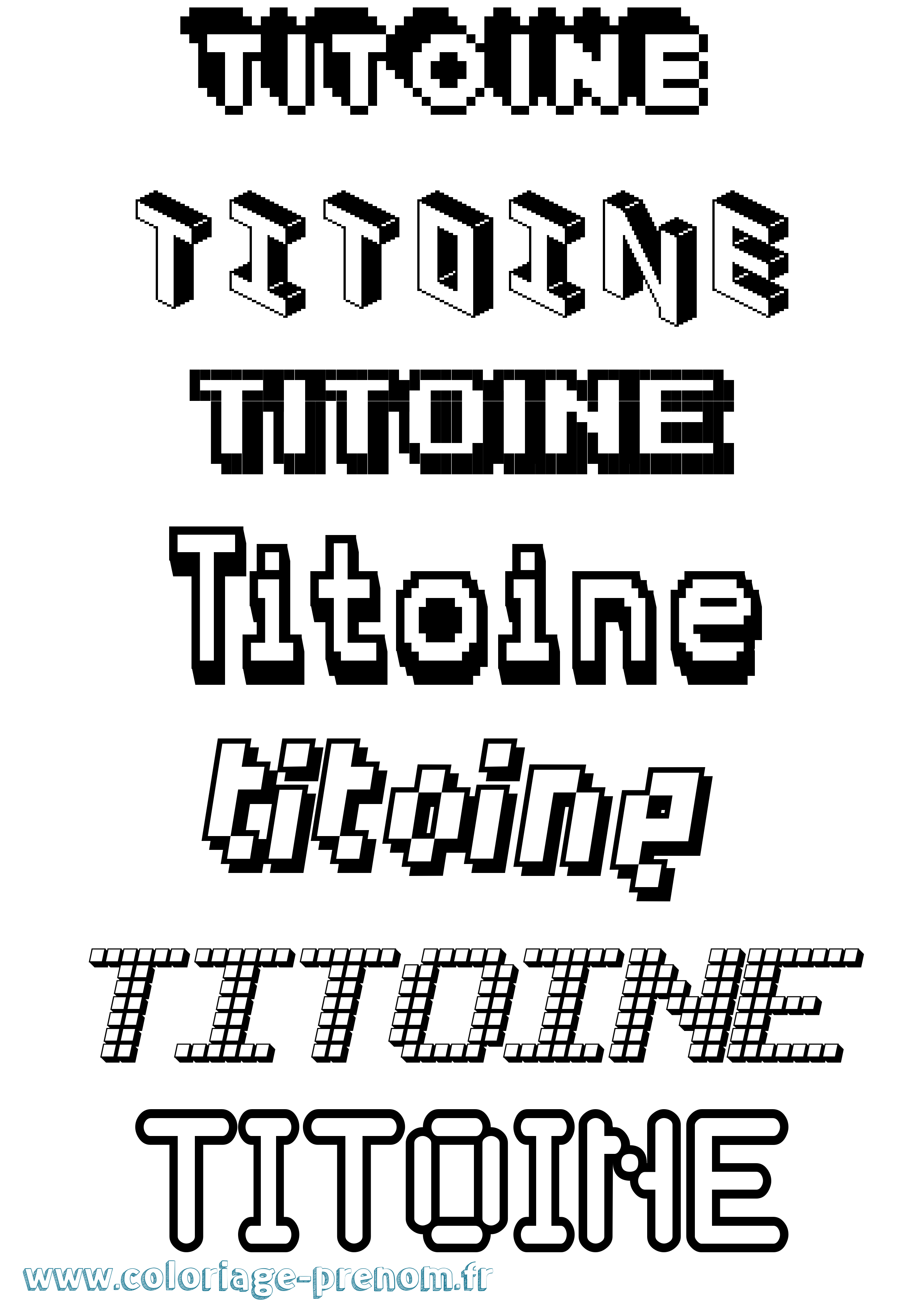 Coloriage Titoine Pixel Coloriage prénom Titoine Pixel