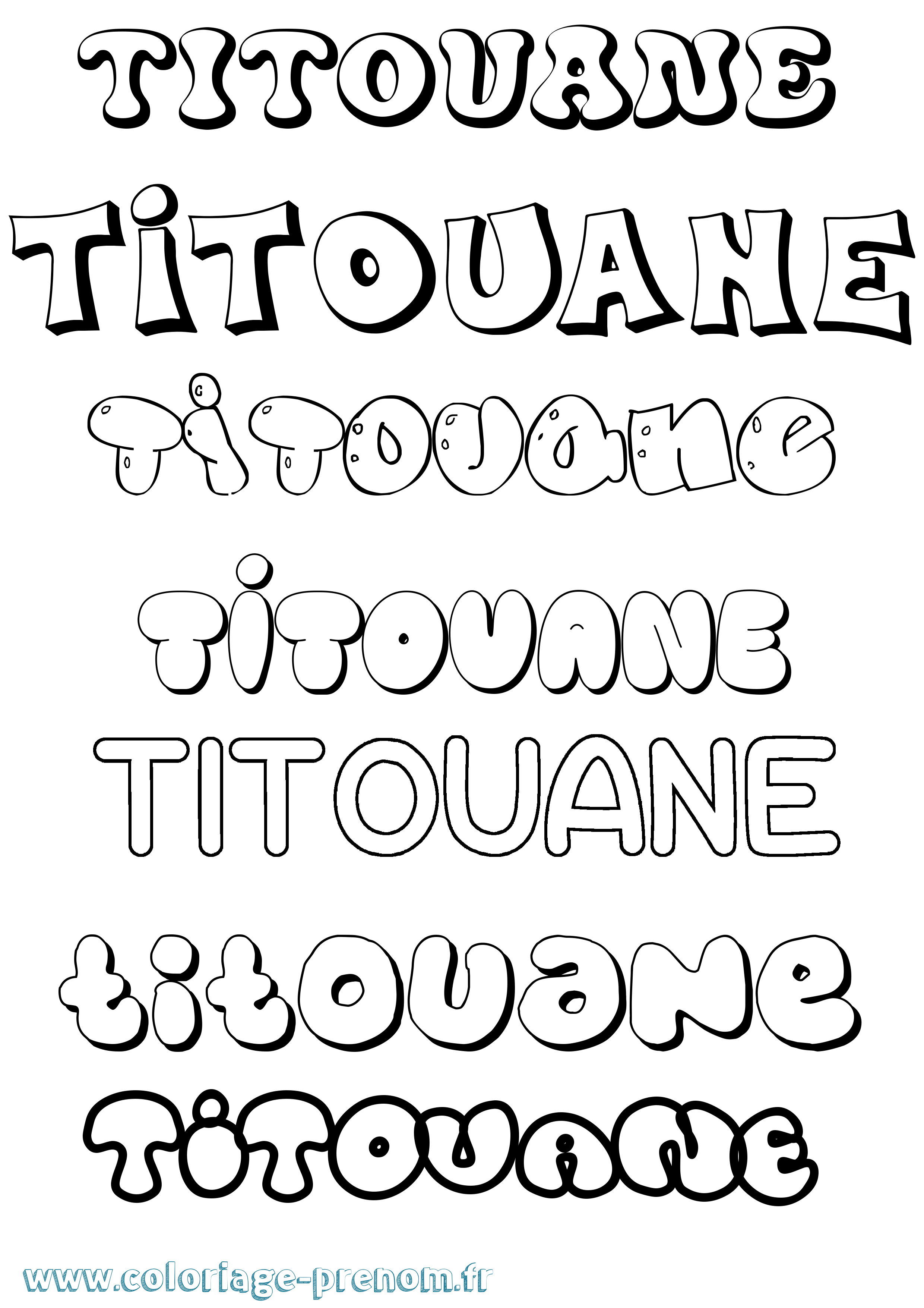 Coloriage Titouane Bubble Coloriage prénom Titouane Bubble