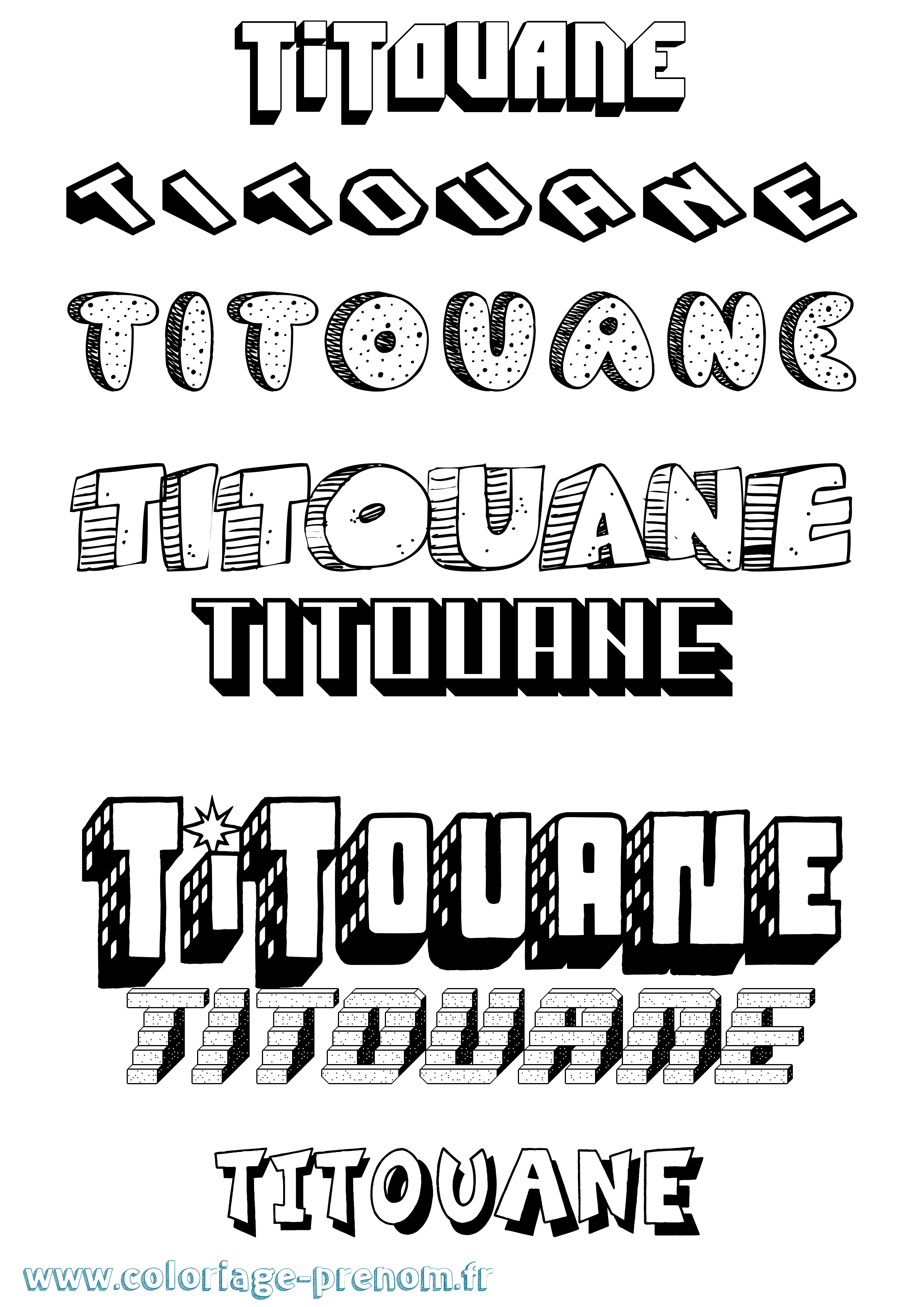 Coloriage Titouane Effet 3D Coloriage prénom Titouane Effet 3D