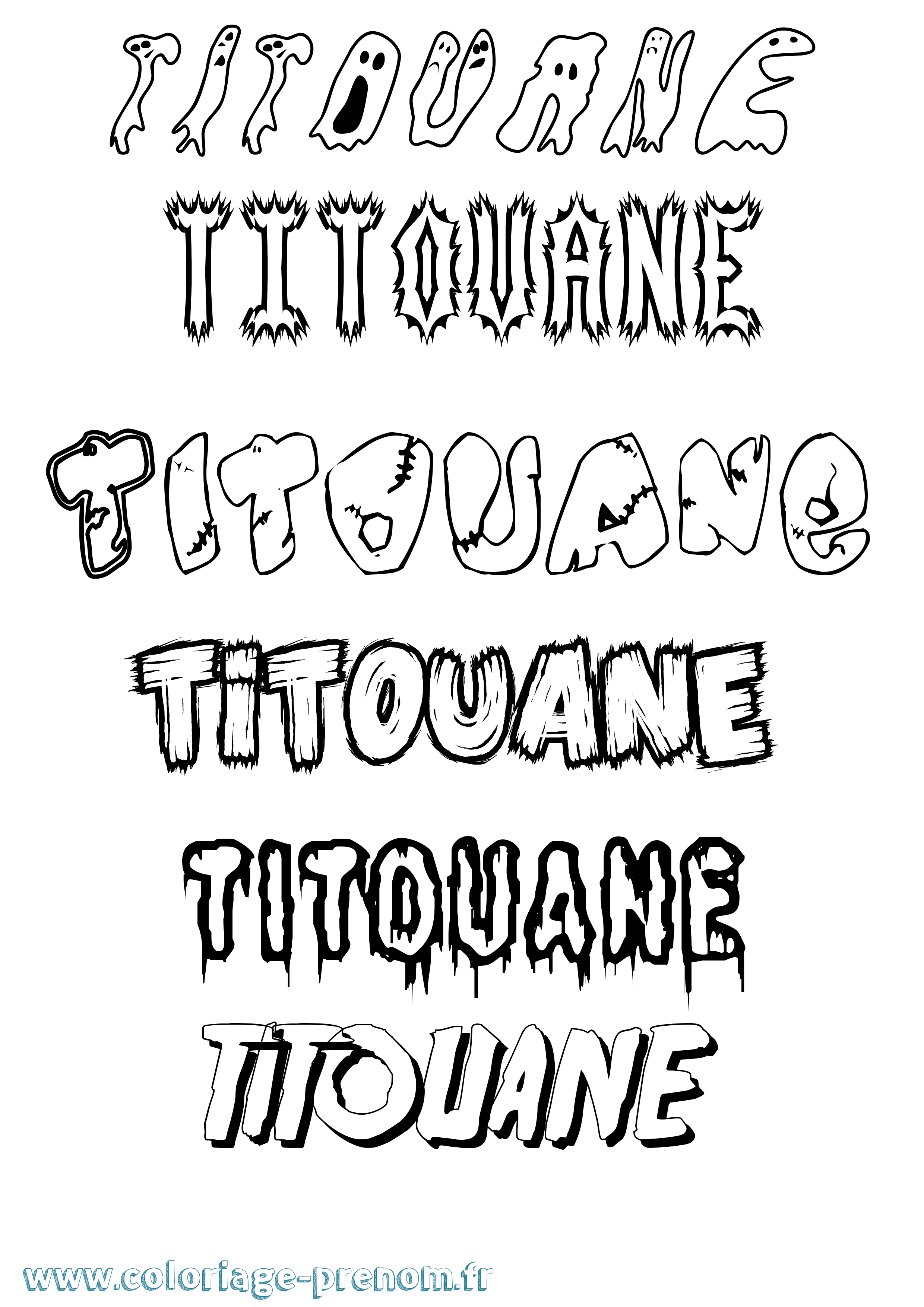 Coloriage Titouane Frisson Coloriage prénom Titouane Frisson