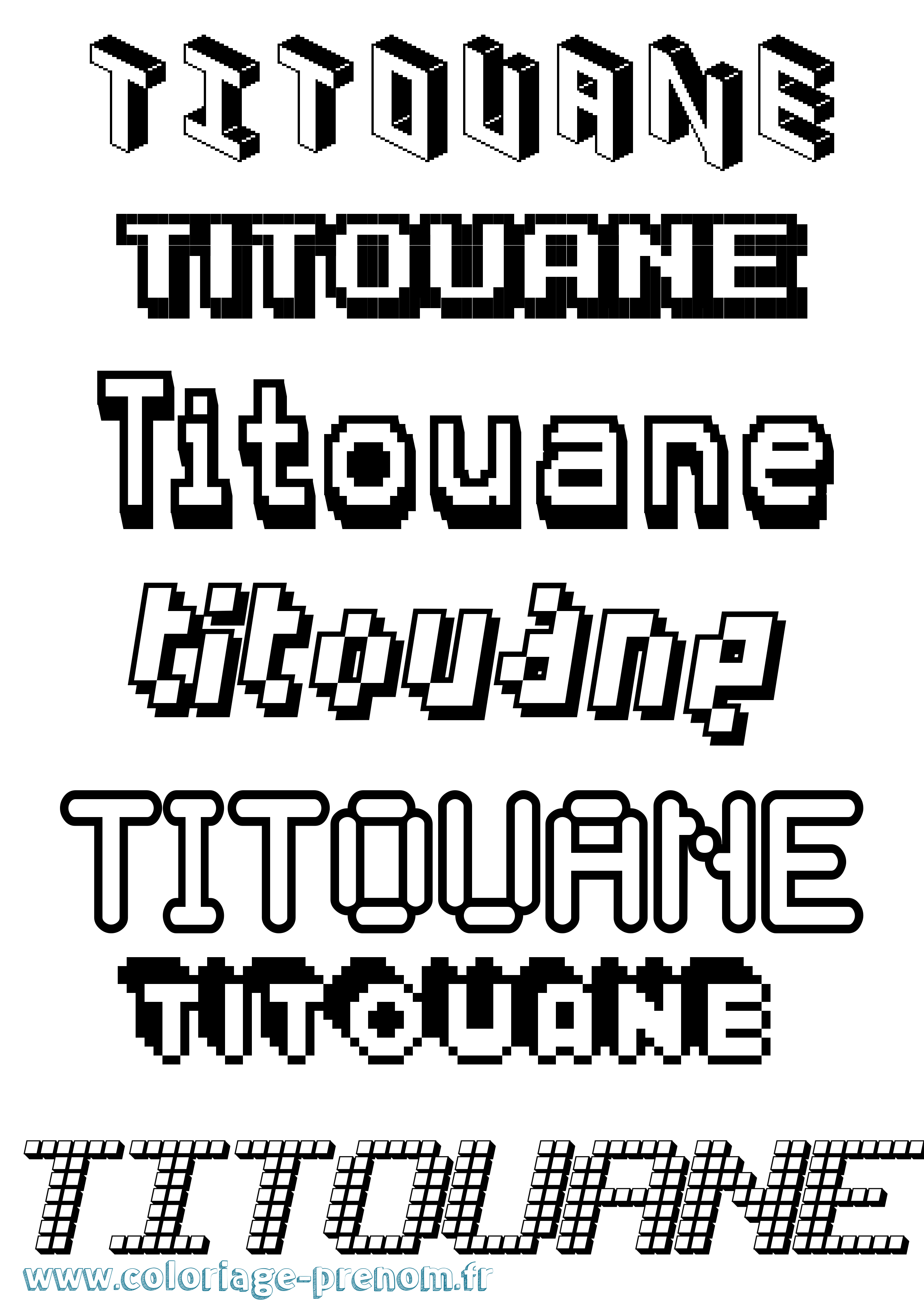 Coloriage Titouane Pixel Coloriage prénom Titouane Pixel