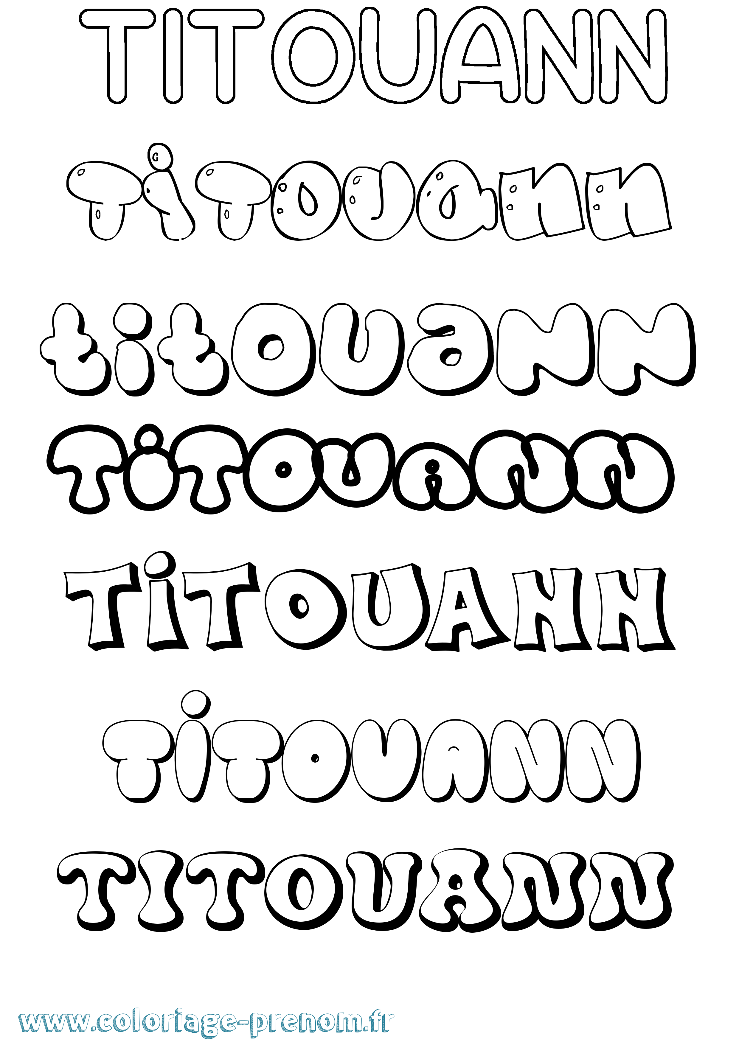 Coloriage Titouann Bubble Coloriage prénom Titouann Bubble