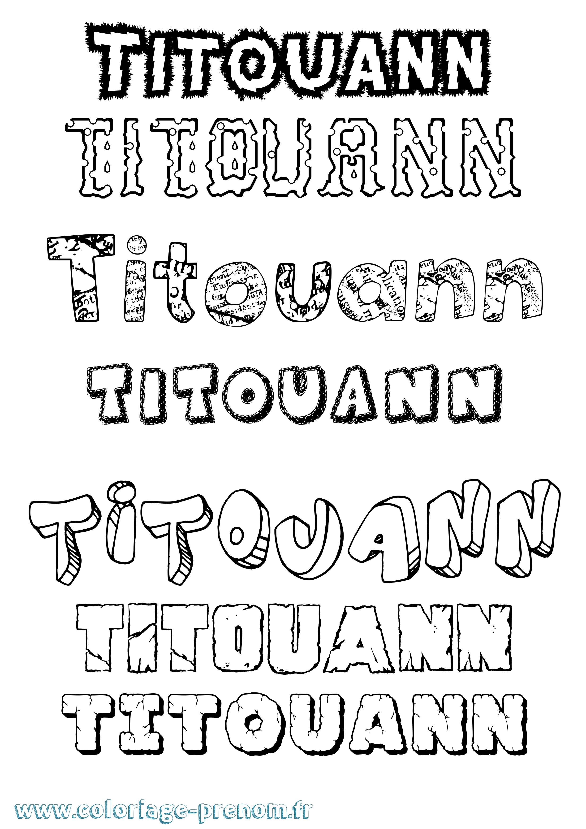 Coloriage Titouann Destructuré Coloriage prénom Titouann Destructuré