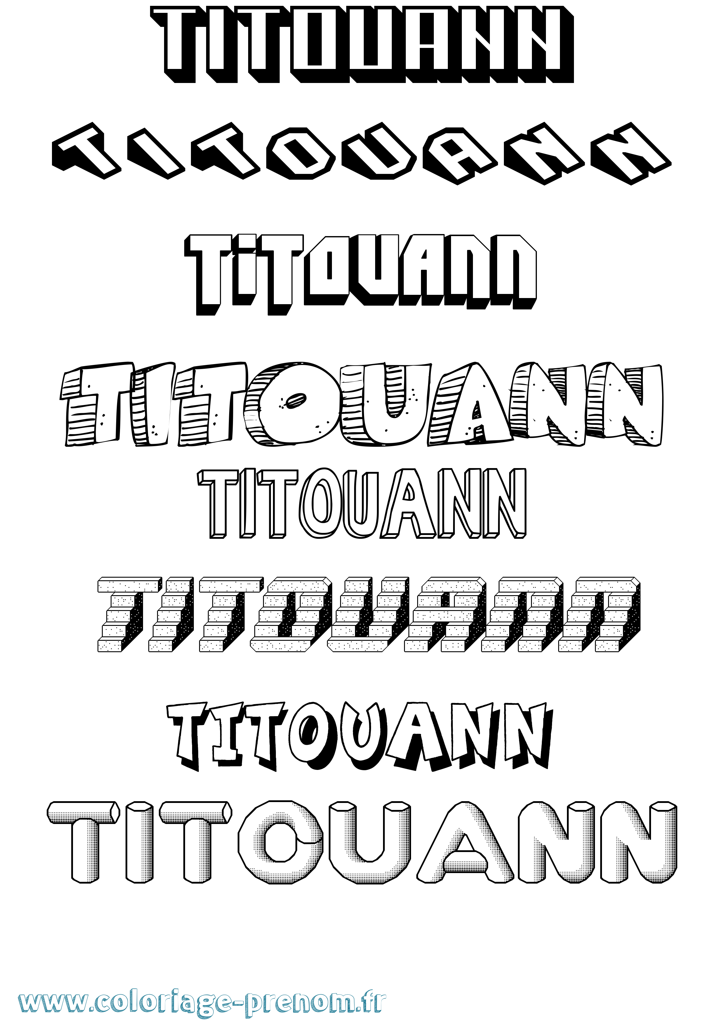 Coloriage Titouann Effet 3D Coloriage prénom Titouann Effet 3D