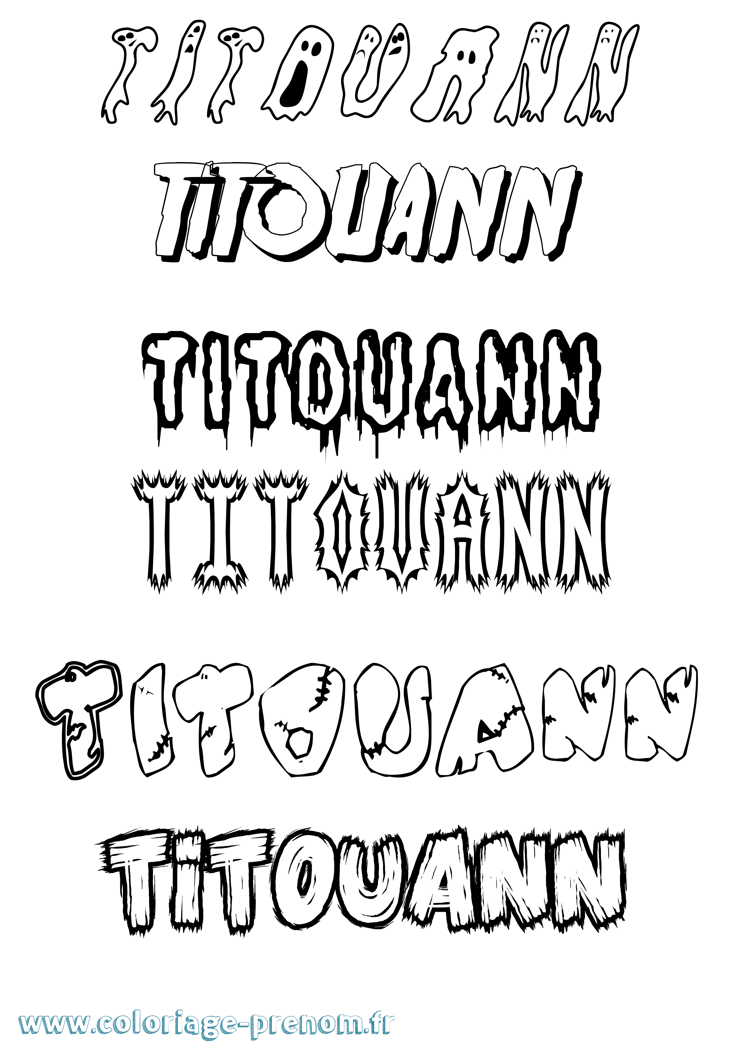 Coloriage Titouann Frisson Coloriage prénom Titouann Frisson