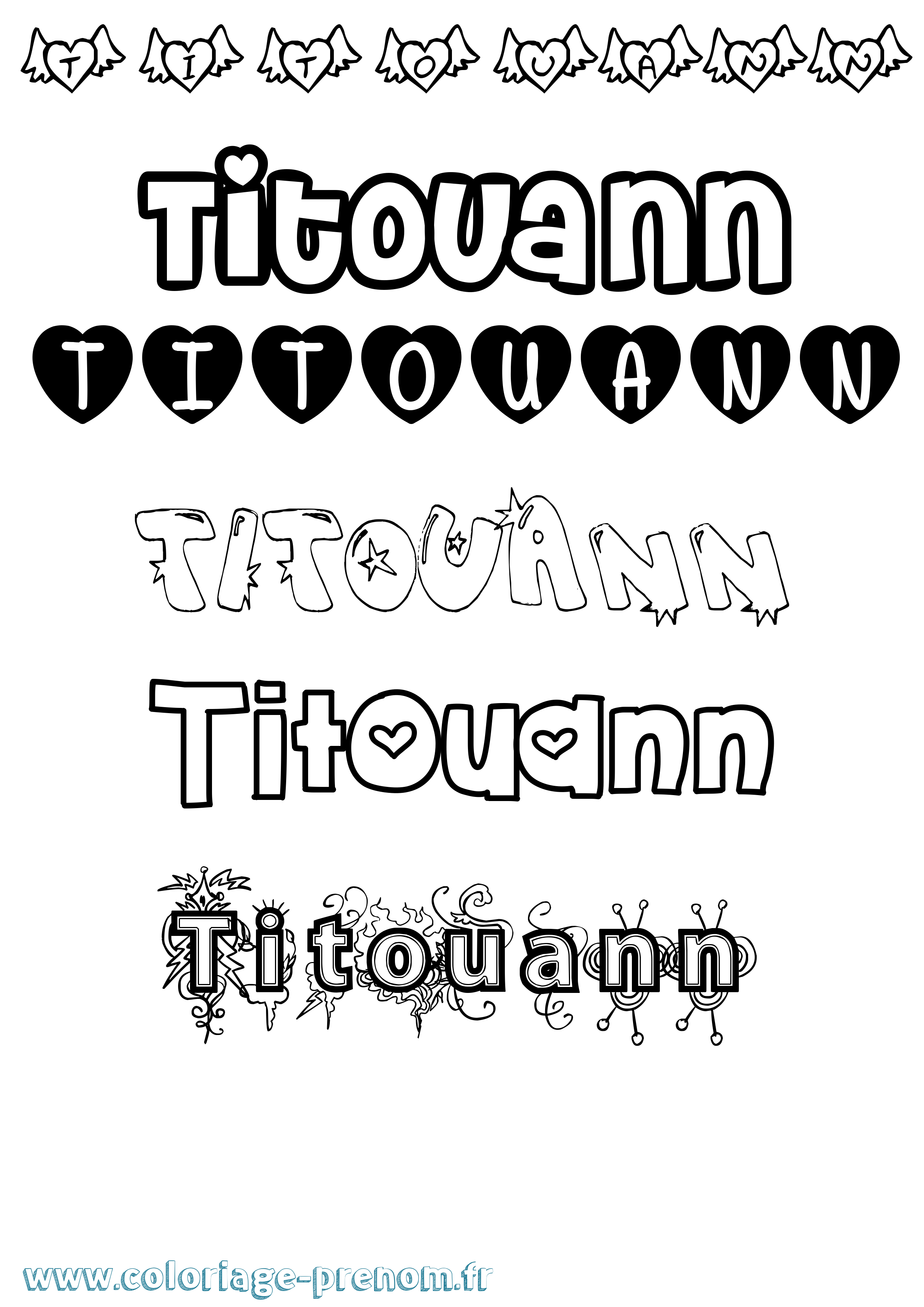 Coloriage Titouann Girly Coloriage prénom Titouann Girly