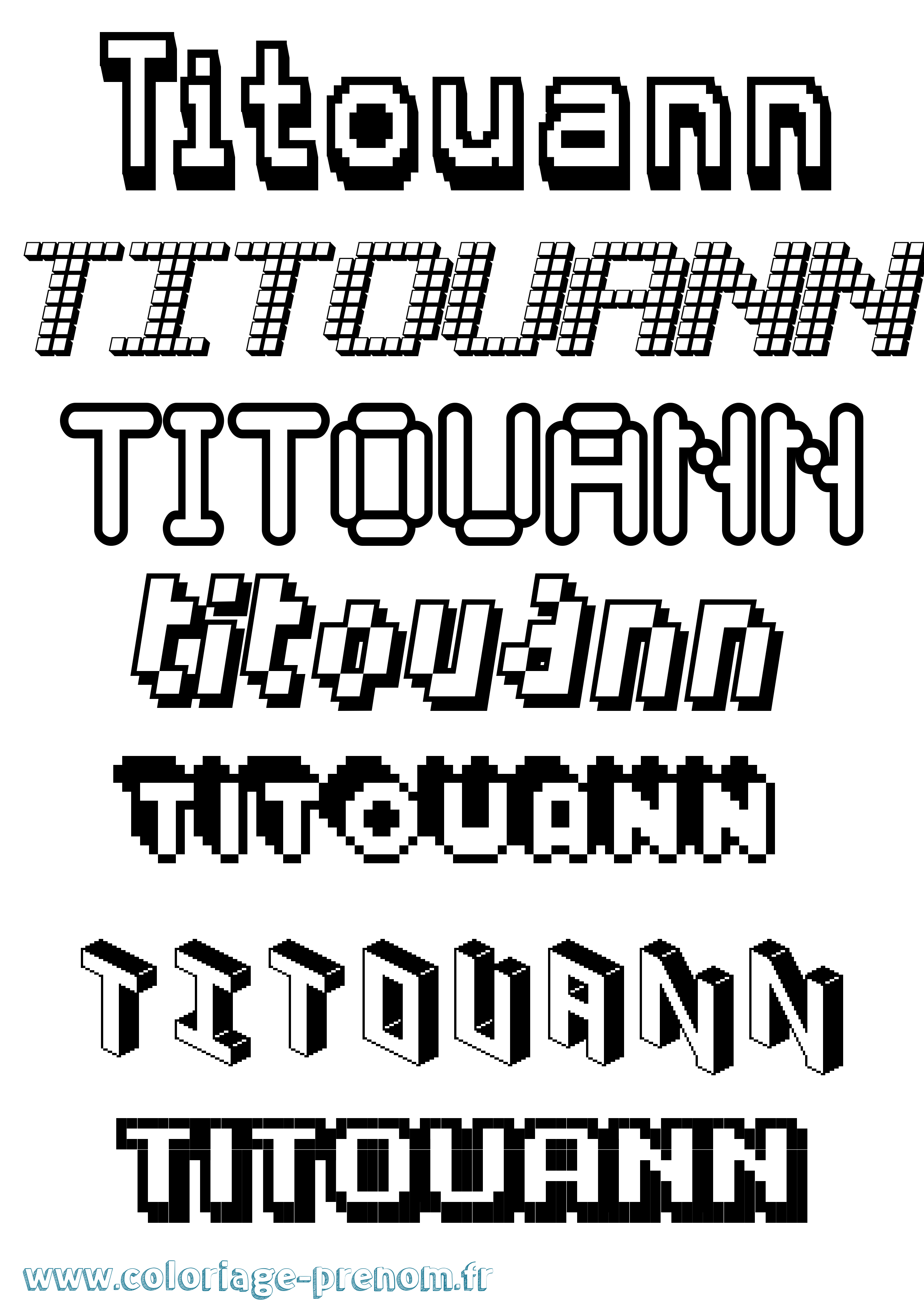 Coloriage Titouann Pixel Coloriage prénom Titouann Pixel