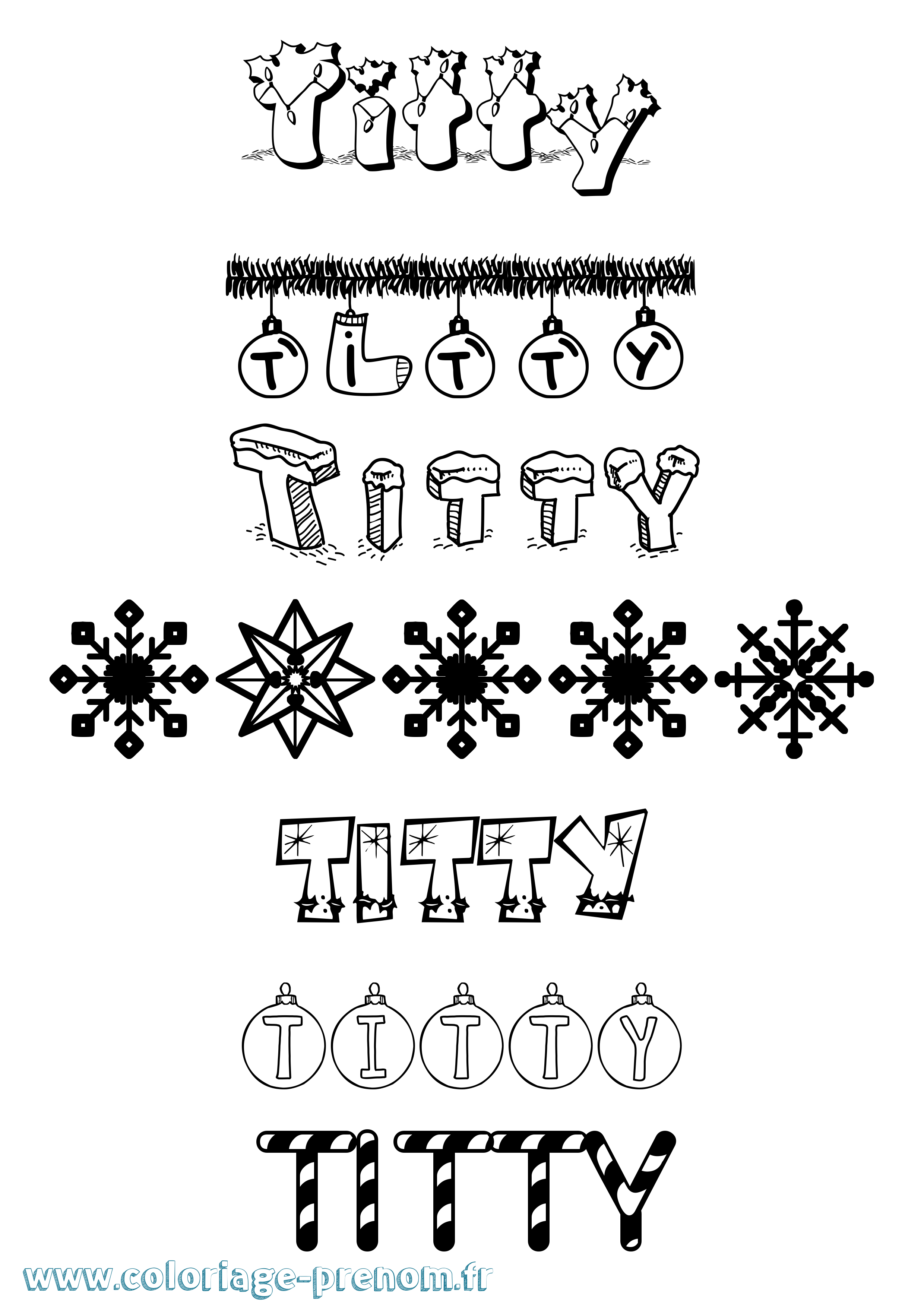 Coloriage Titty Noël Coloriage prénom Titty Noël