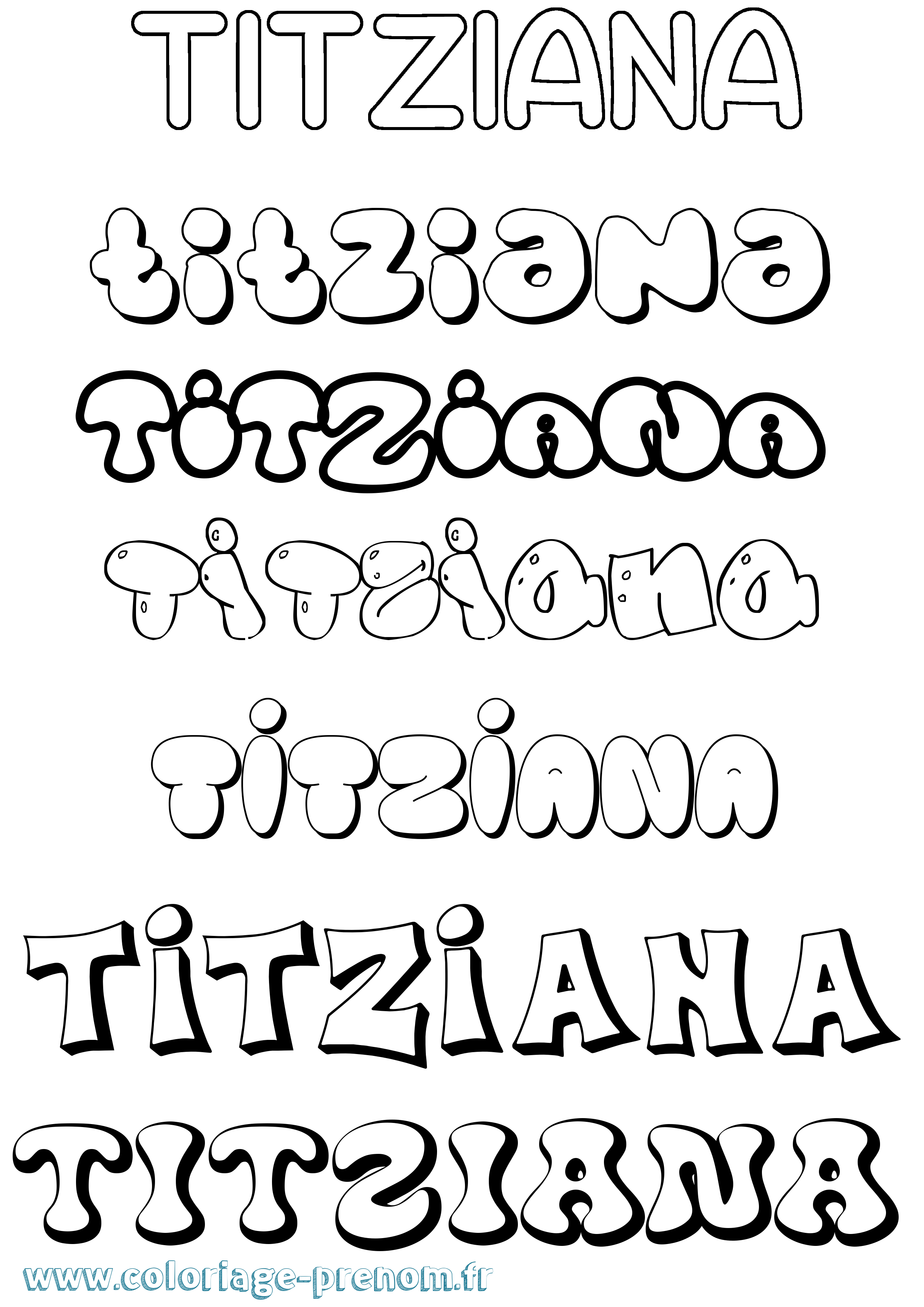 Coloriage Titziana Bubble Coloriage prénom Titziana Bubble