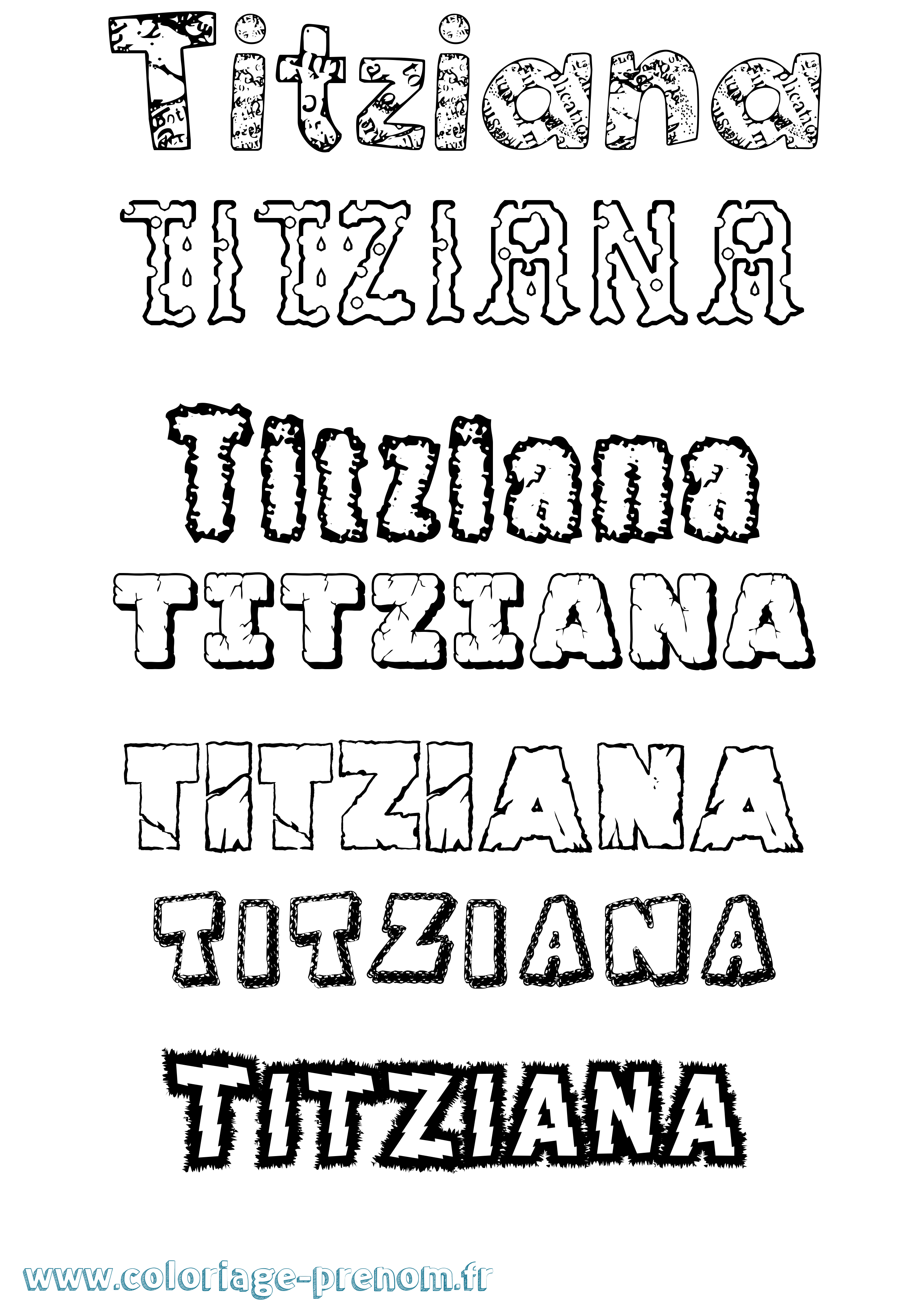 Coloriage Titziana Destructuré Coloriage prénom Titziana Destructuré