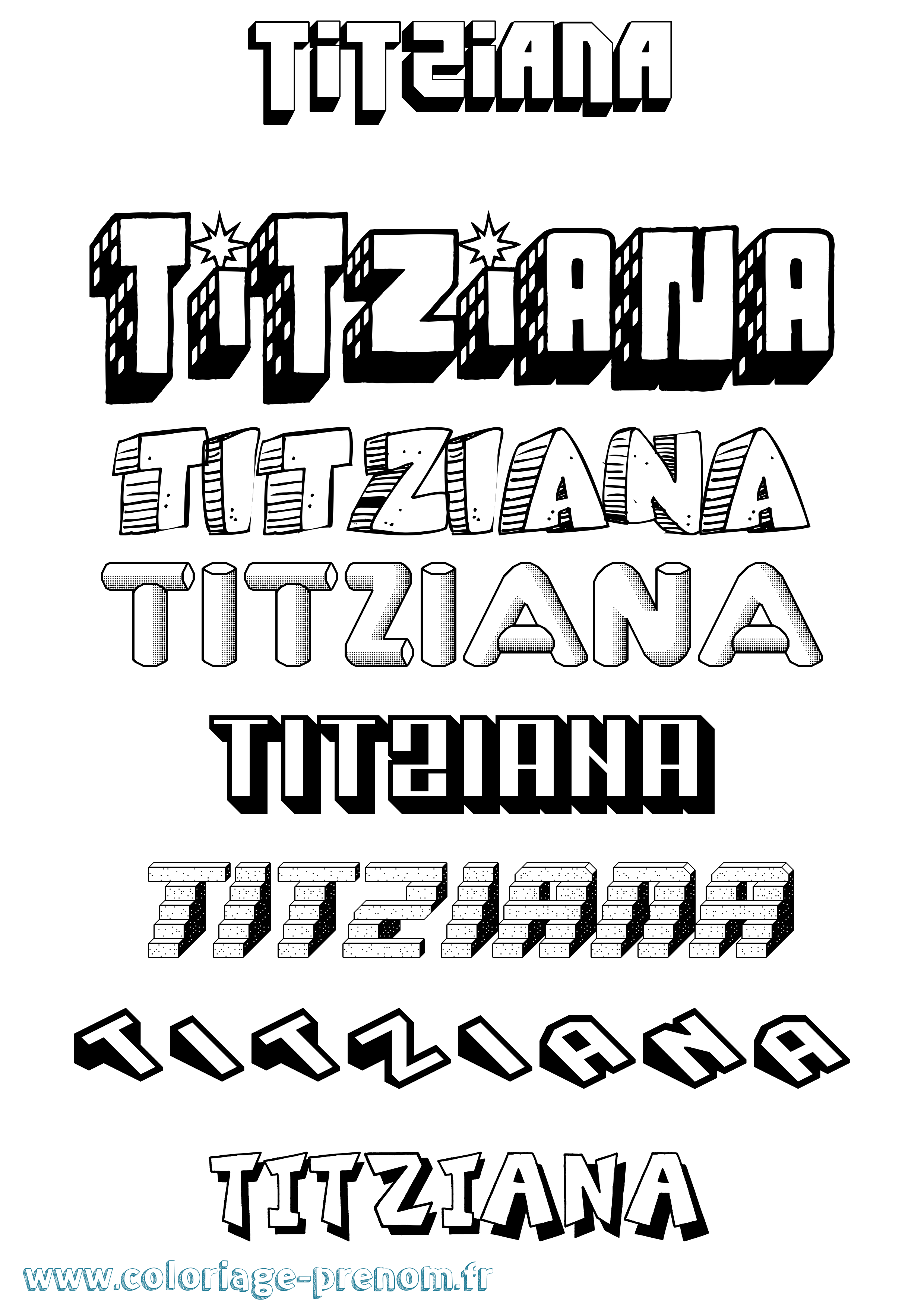 Coloriage Titziana Effet 3D Coloriage prénom Titziana Effet 3D