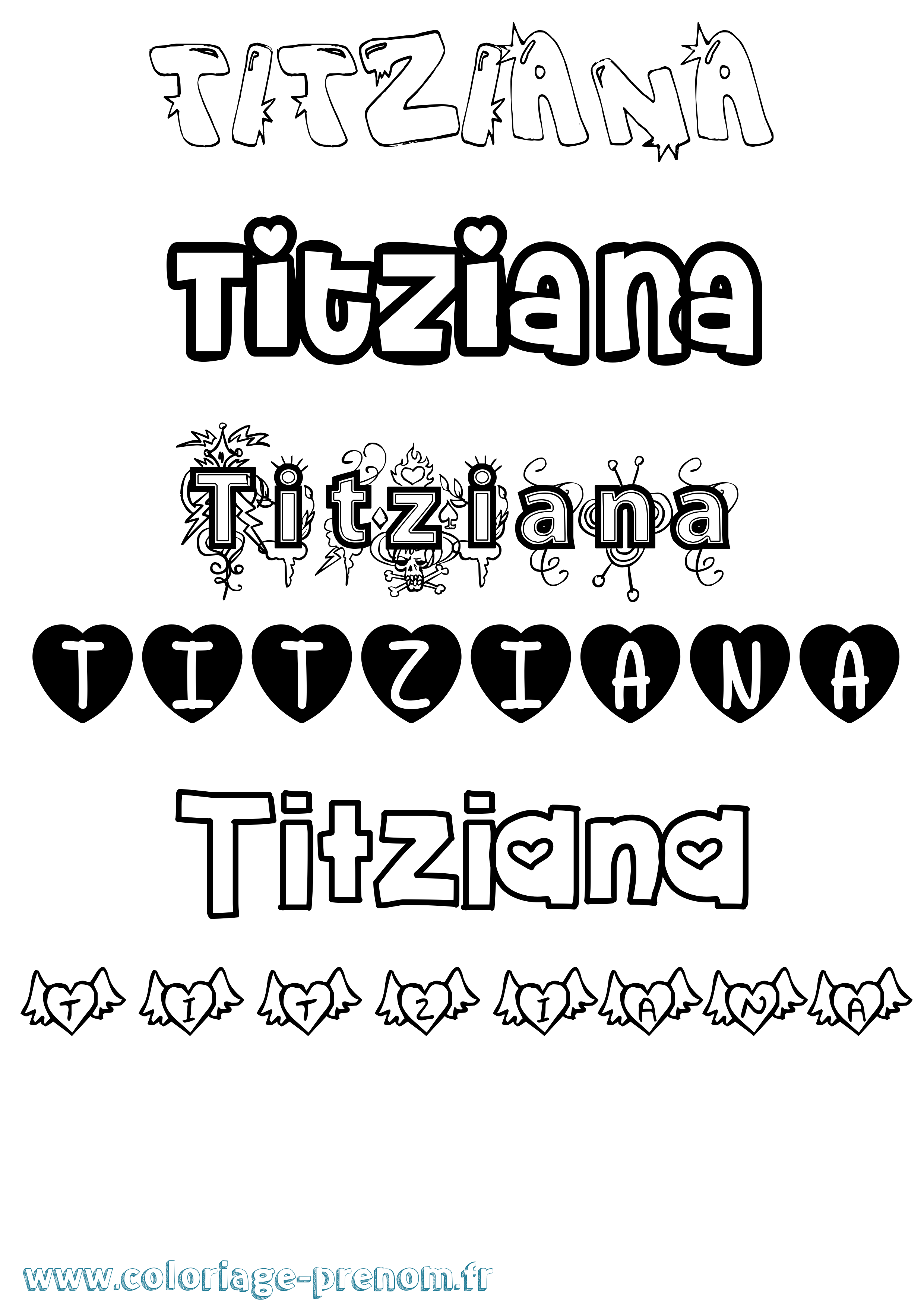 Coloriage Titziana Girly Coloriage prénom Titziana Girly