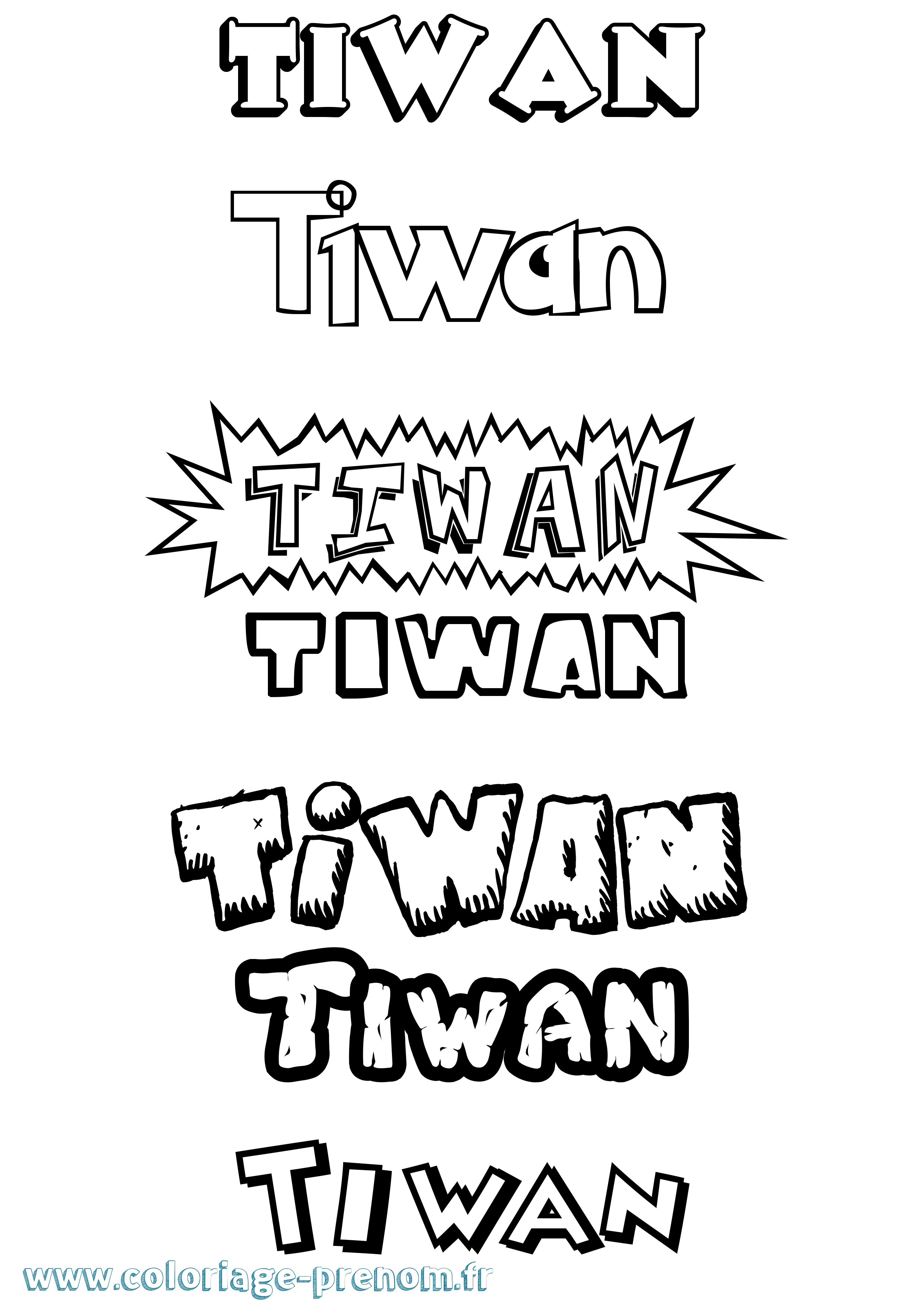 Coloriage Tiwan Dessin Animé Coloriage prénom Tiwan Dessin Animé