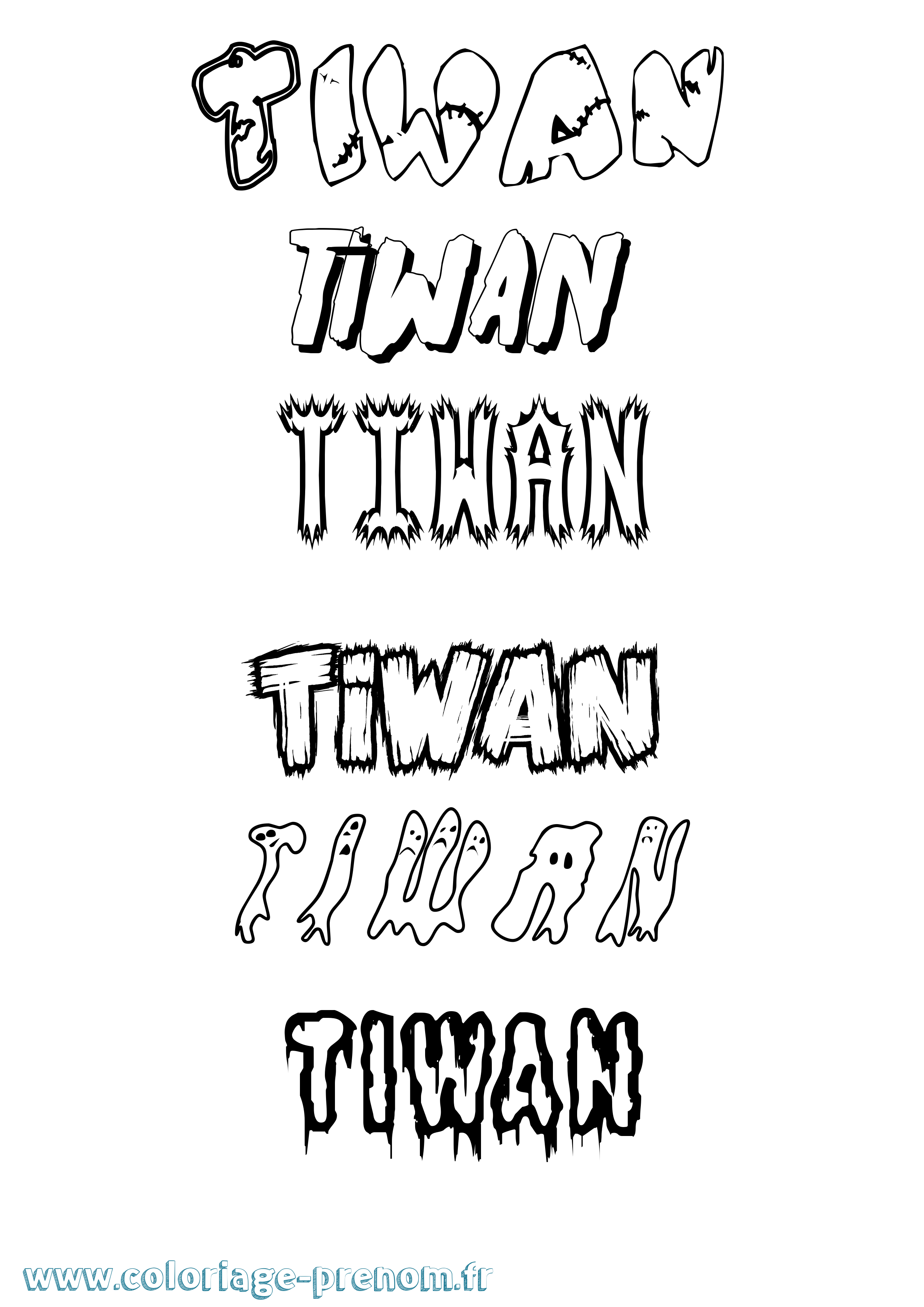 Coloriage Tiwan Frisson Coloriage prénom Tiwan Frisson