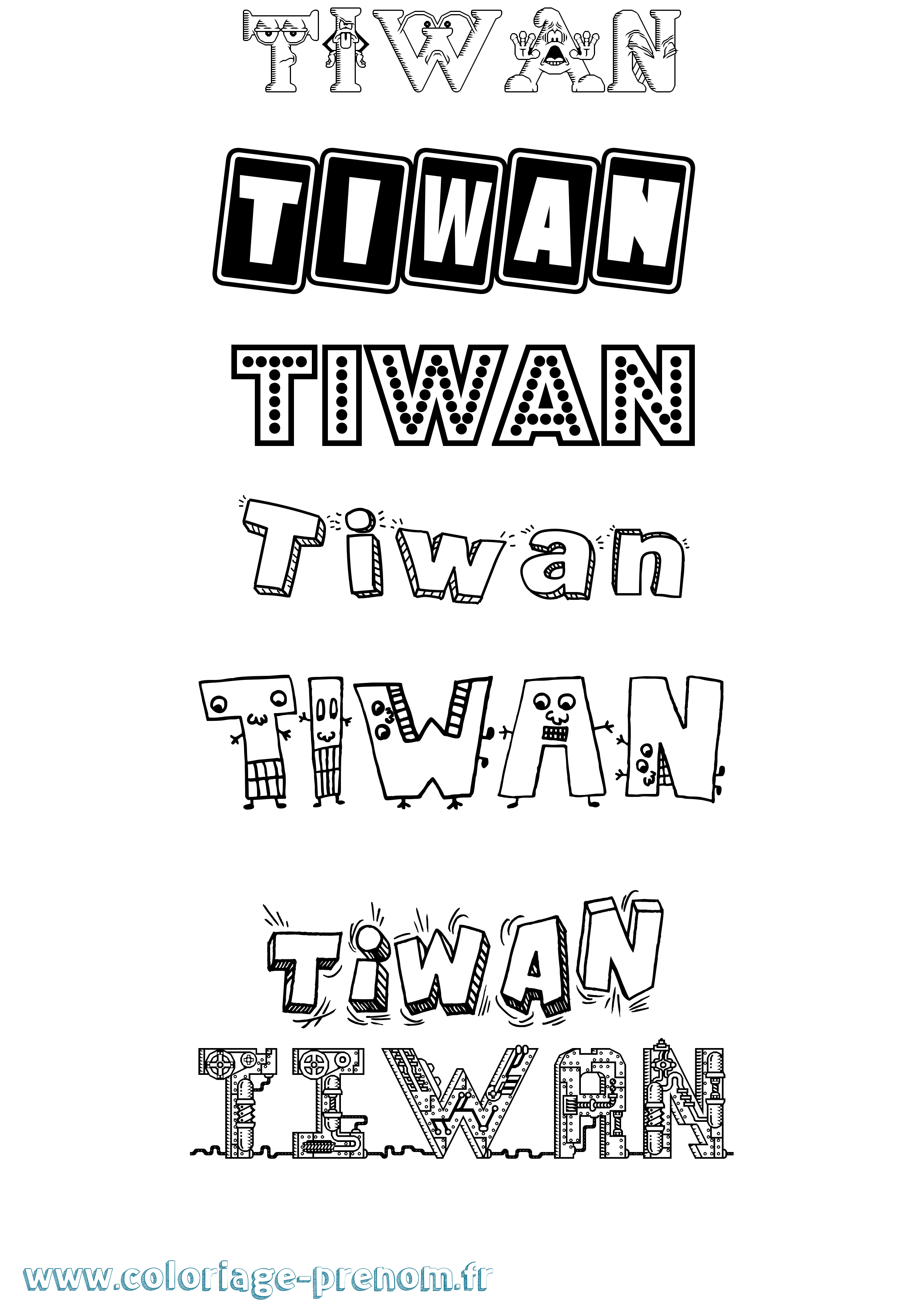 Coloriage Tiwan Fun Coloriage prénom Tiwan Fun