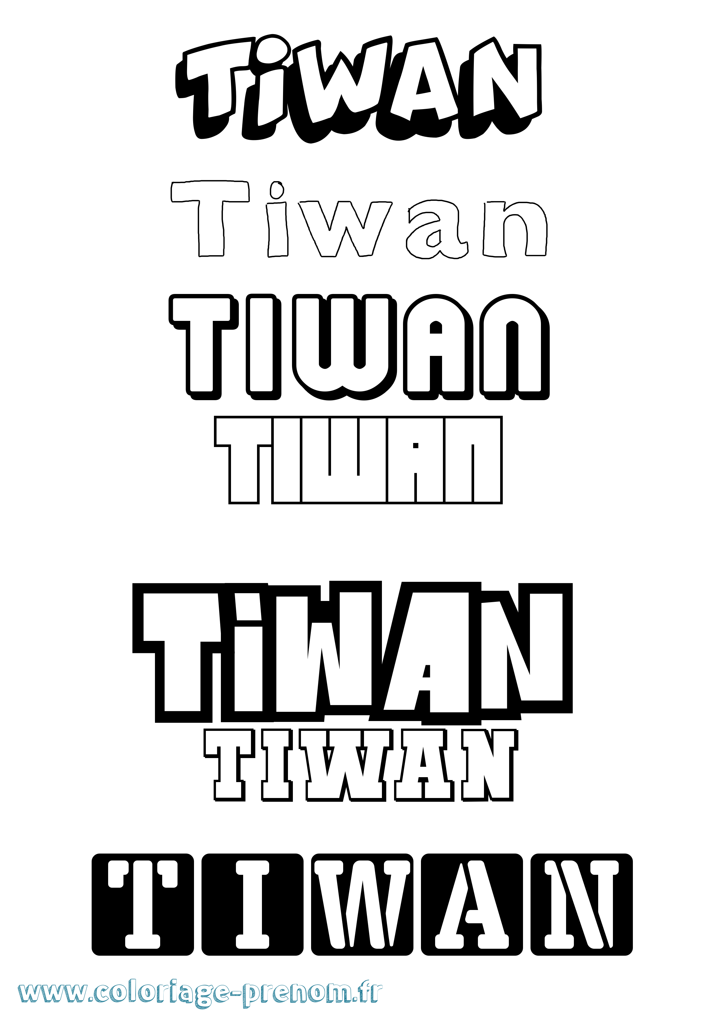 Coloriage Tiwan Simple Coloriage prénom Tiwan Simple