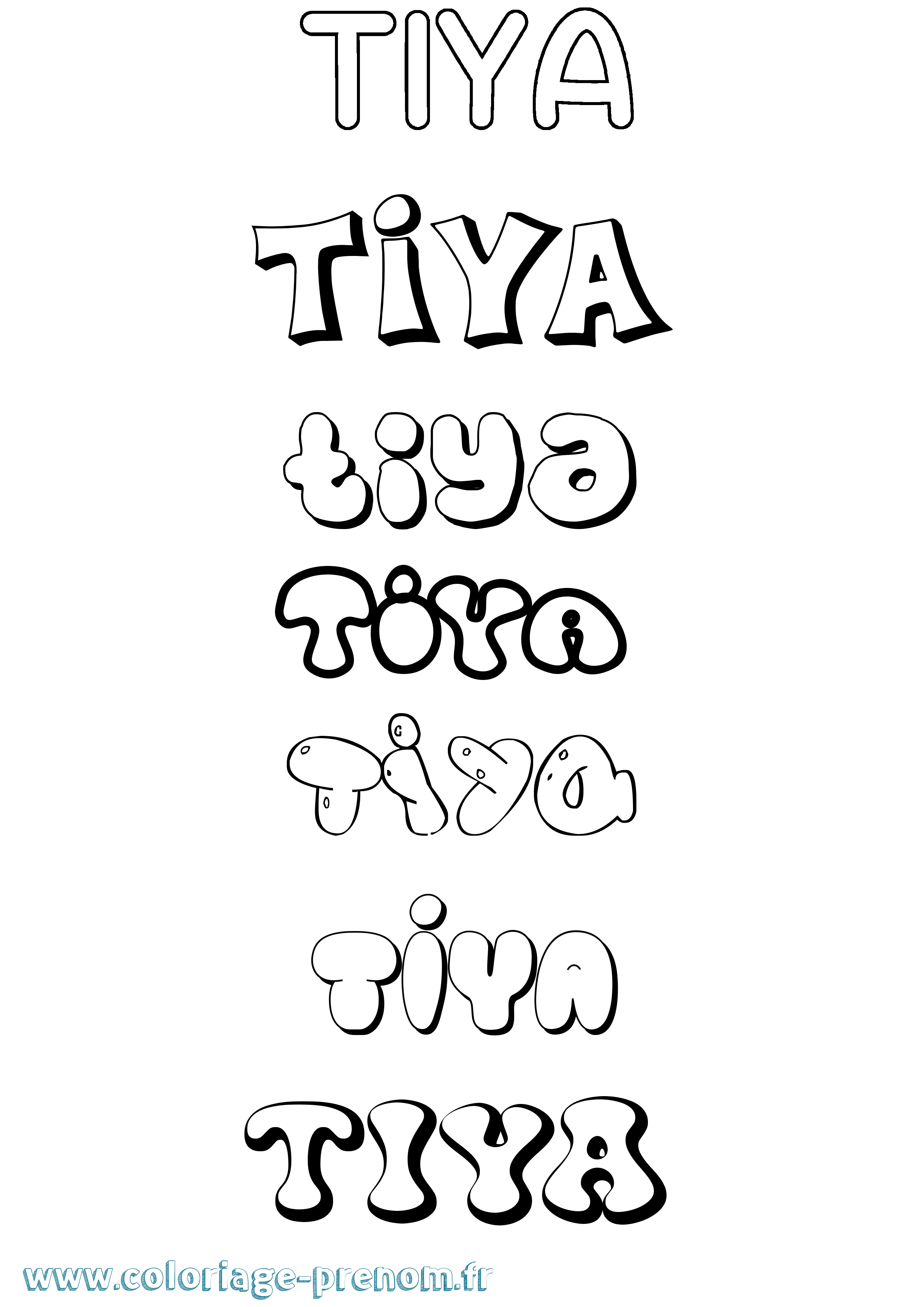 Coloriage Tiya Bubble Coloriage prénom Tiya Bubble