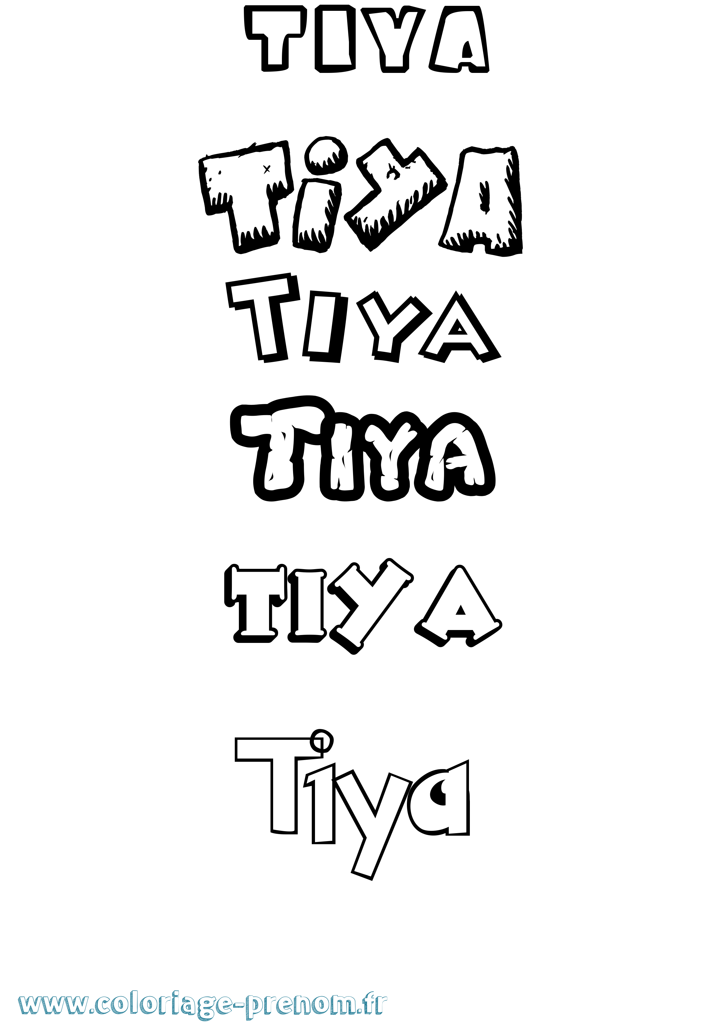 Coloriage Tiya Dessin Animé Coloriage prénom Tiya Dessin Animé