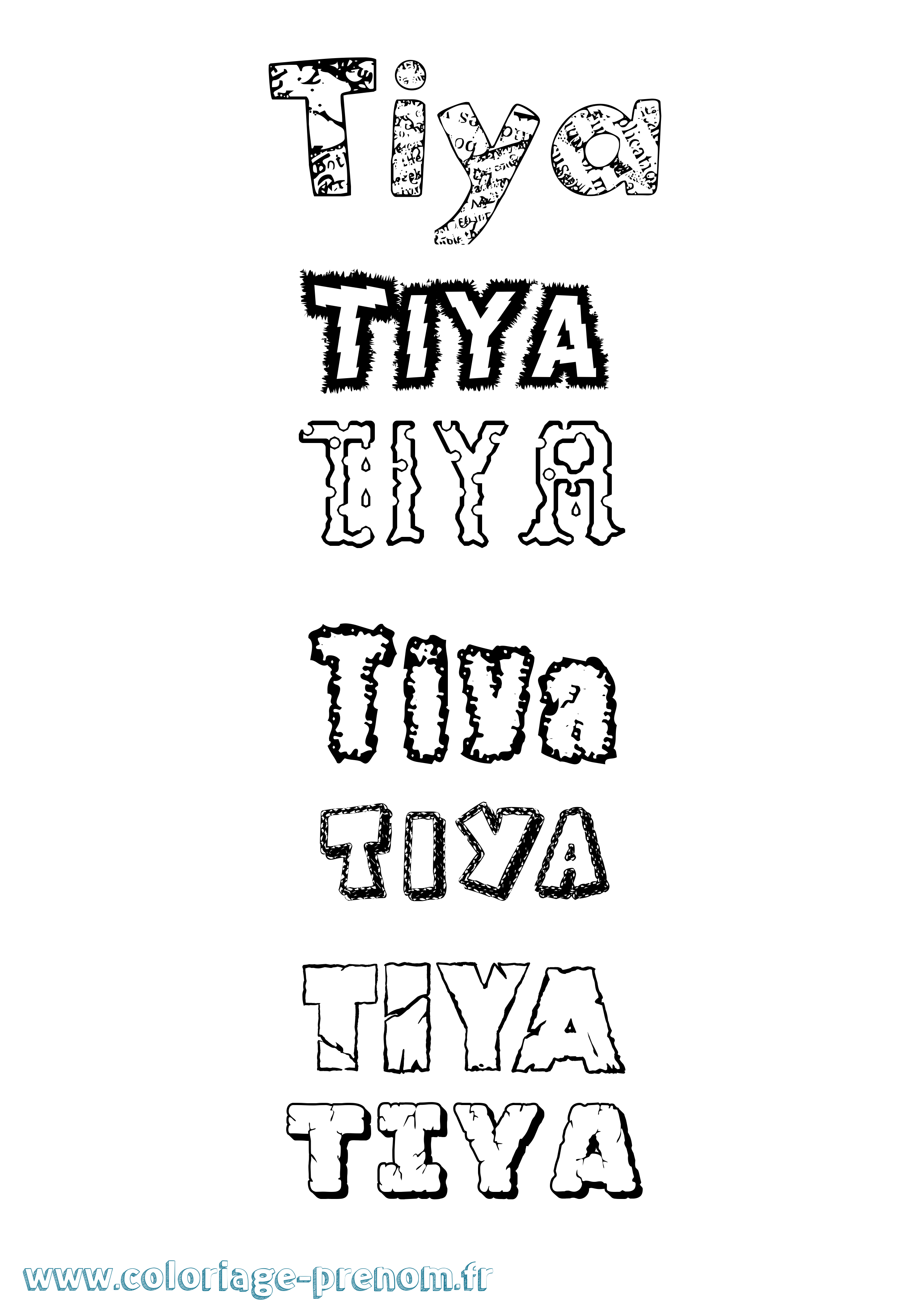 Coloriage Tiya Destructuré Coloriage prénom Tiya Destructuré
