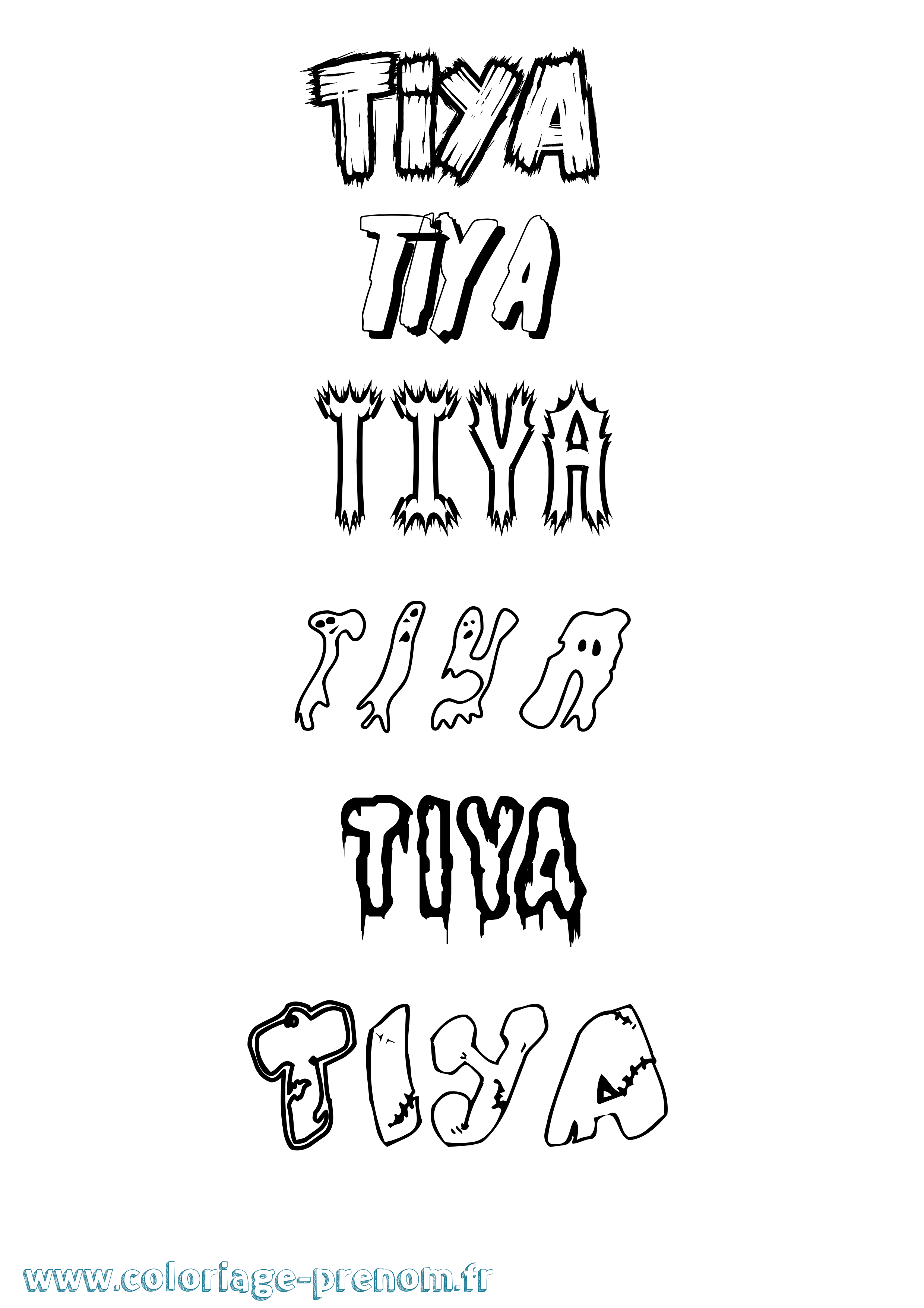Coloriage Tiya Frisson Coloriage prénom Tiya Frisson