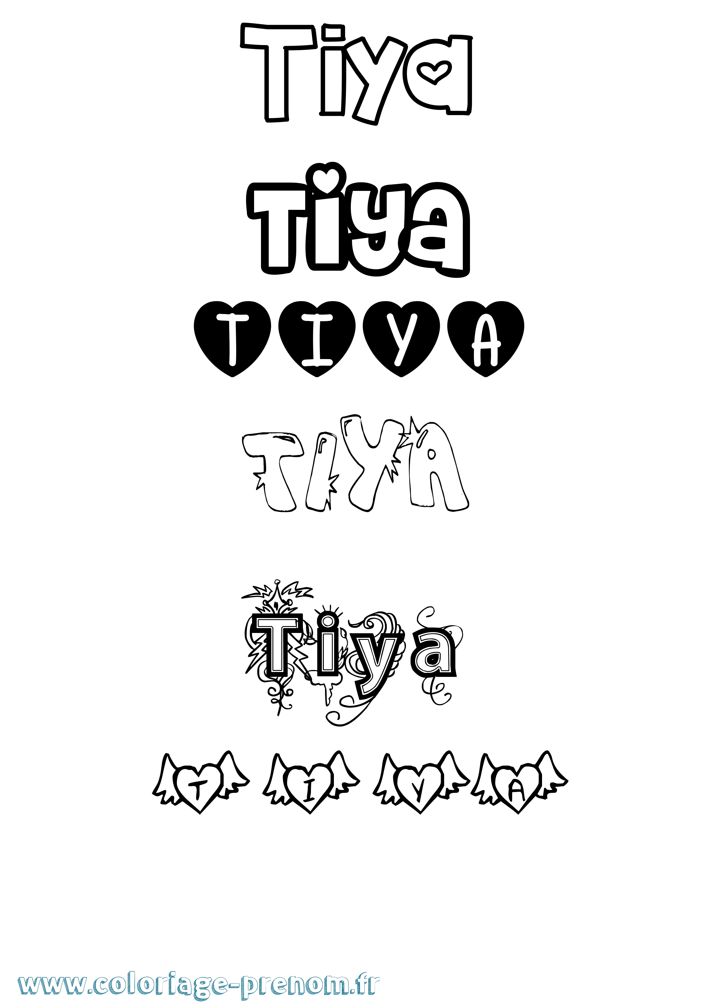 Coloriage Tiya Girly Coloriage prénom Tiya Girly