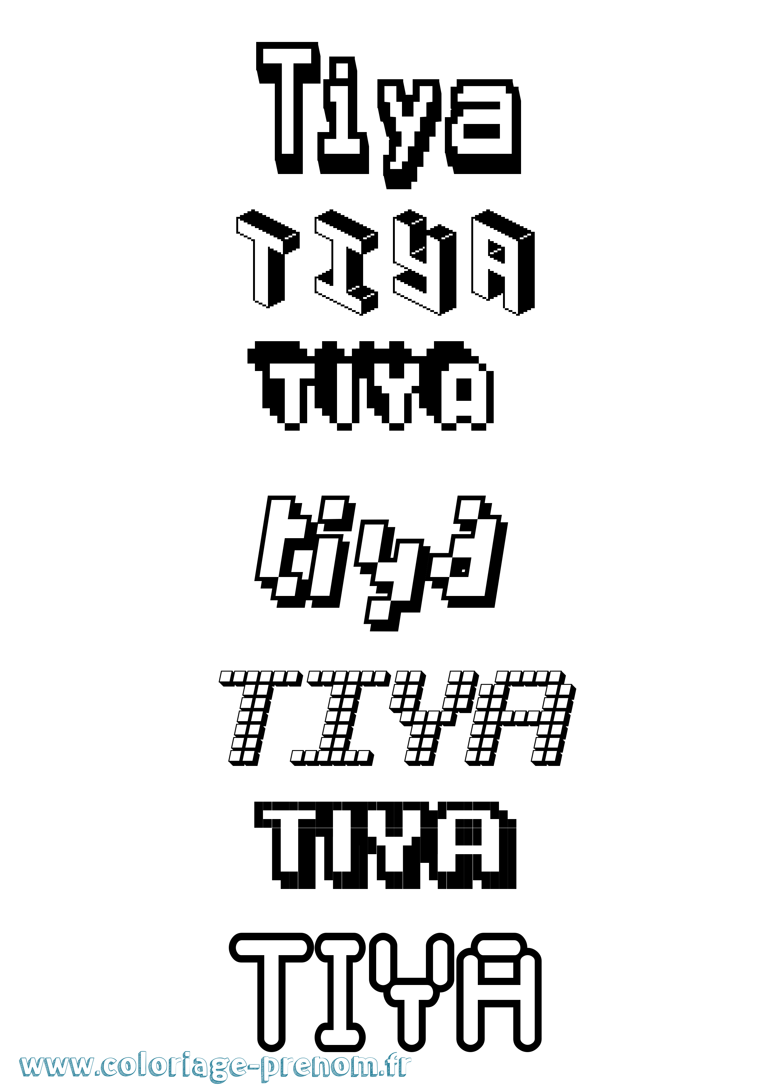 Coloriage Tiya Pixel Coloriage prénom Tiya Pixel