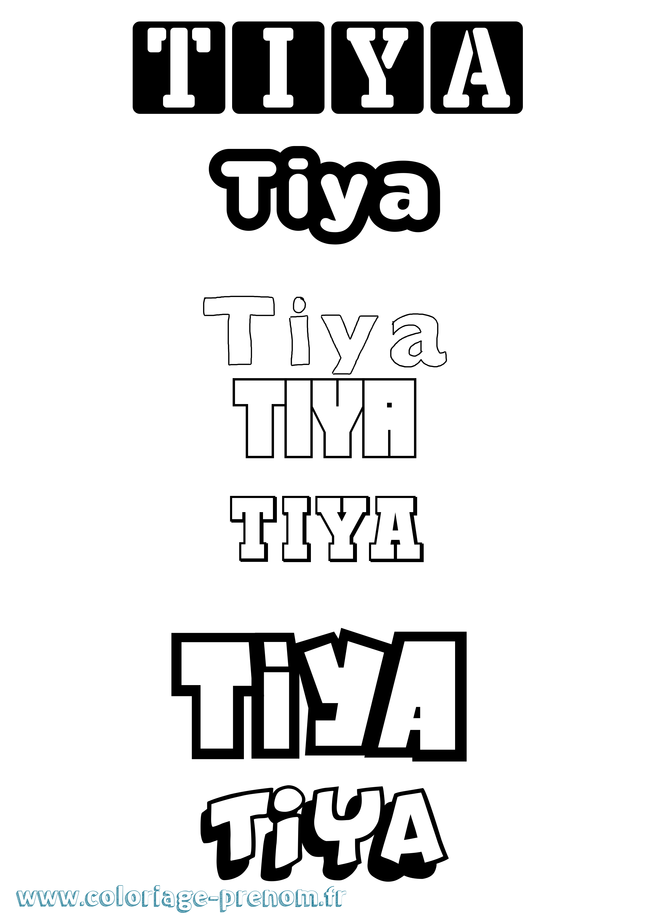 Coloriage Tiya Simple Coloriage prénom Tiya Simple