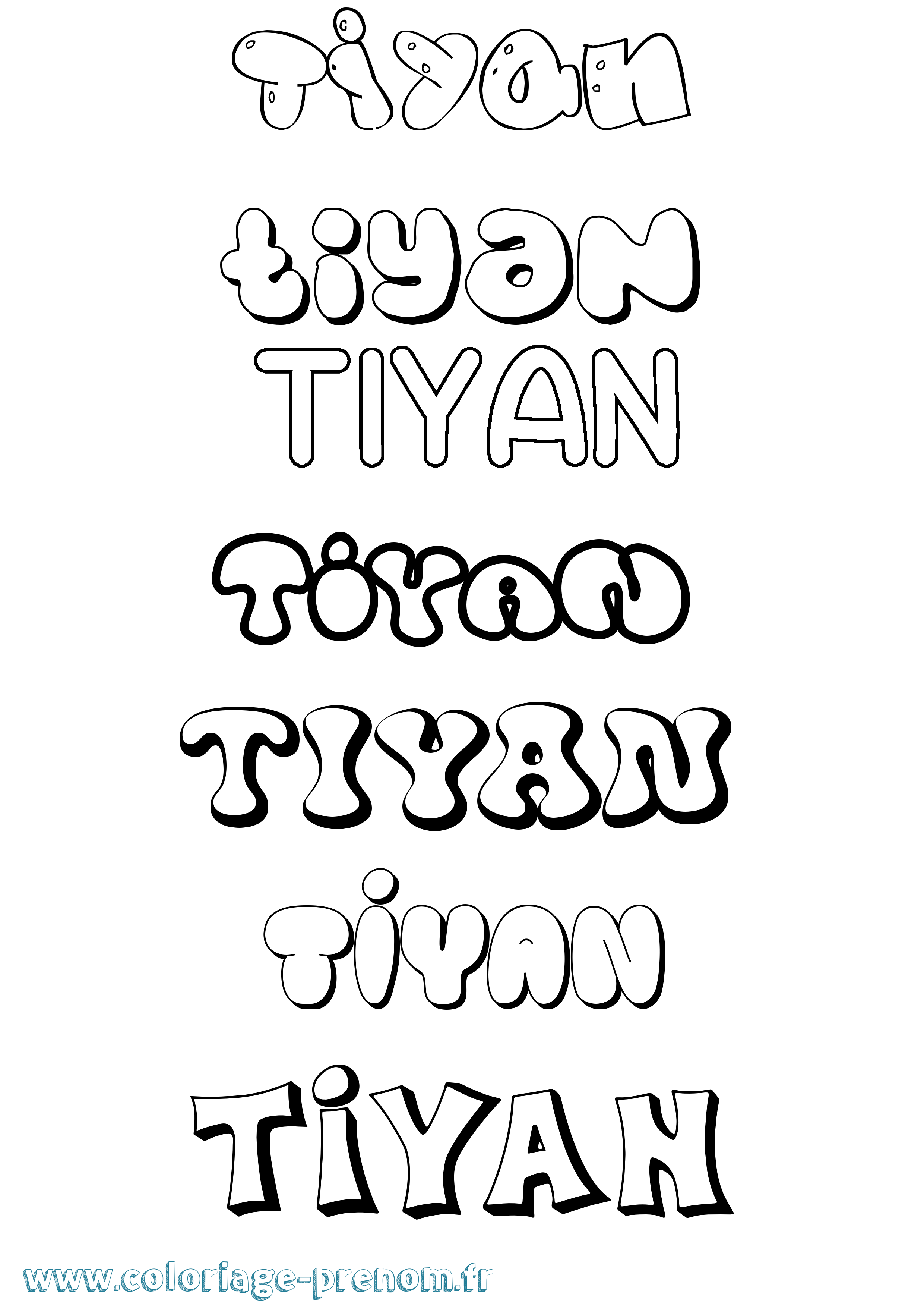 Coloriage Tiyan Bubble Coloriage prénom Tiyan Bubble