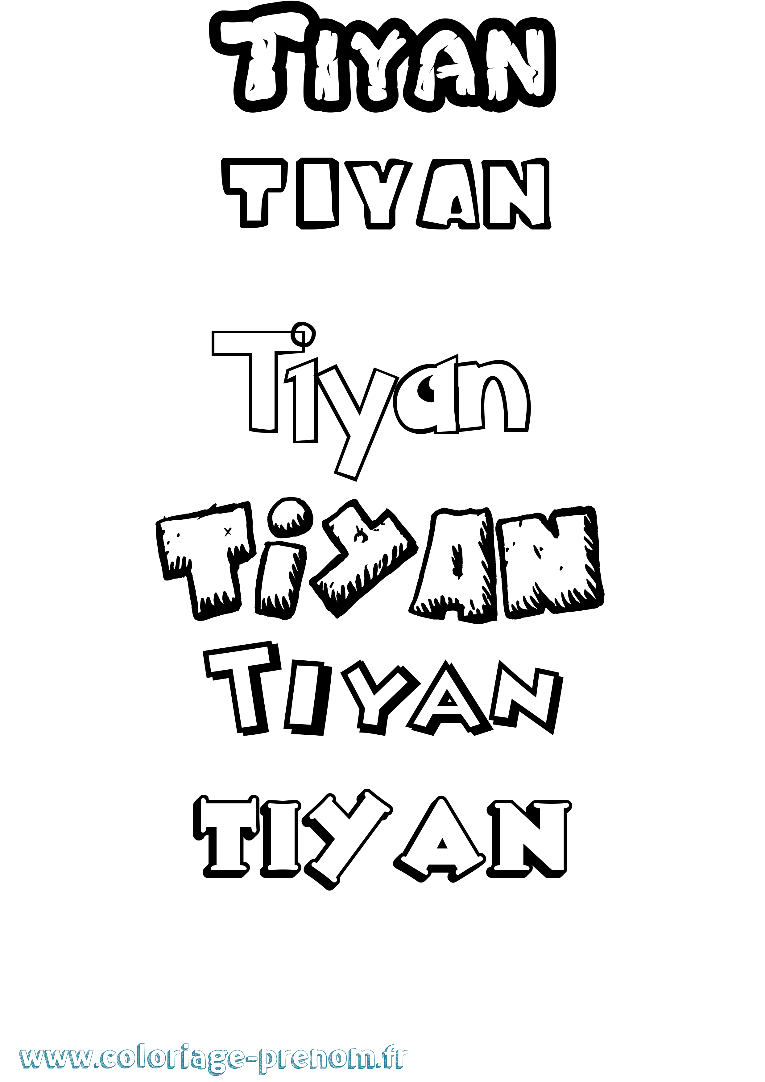 Coloriage Tiyan Dessin Animé Coloriage prénom Tiyan Dessin Animé