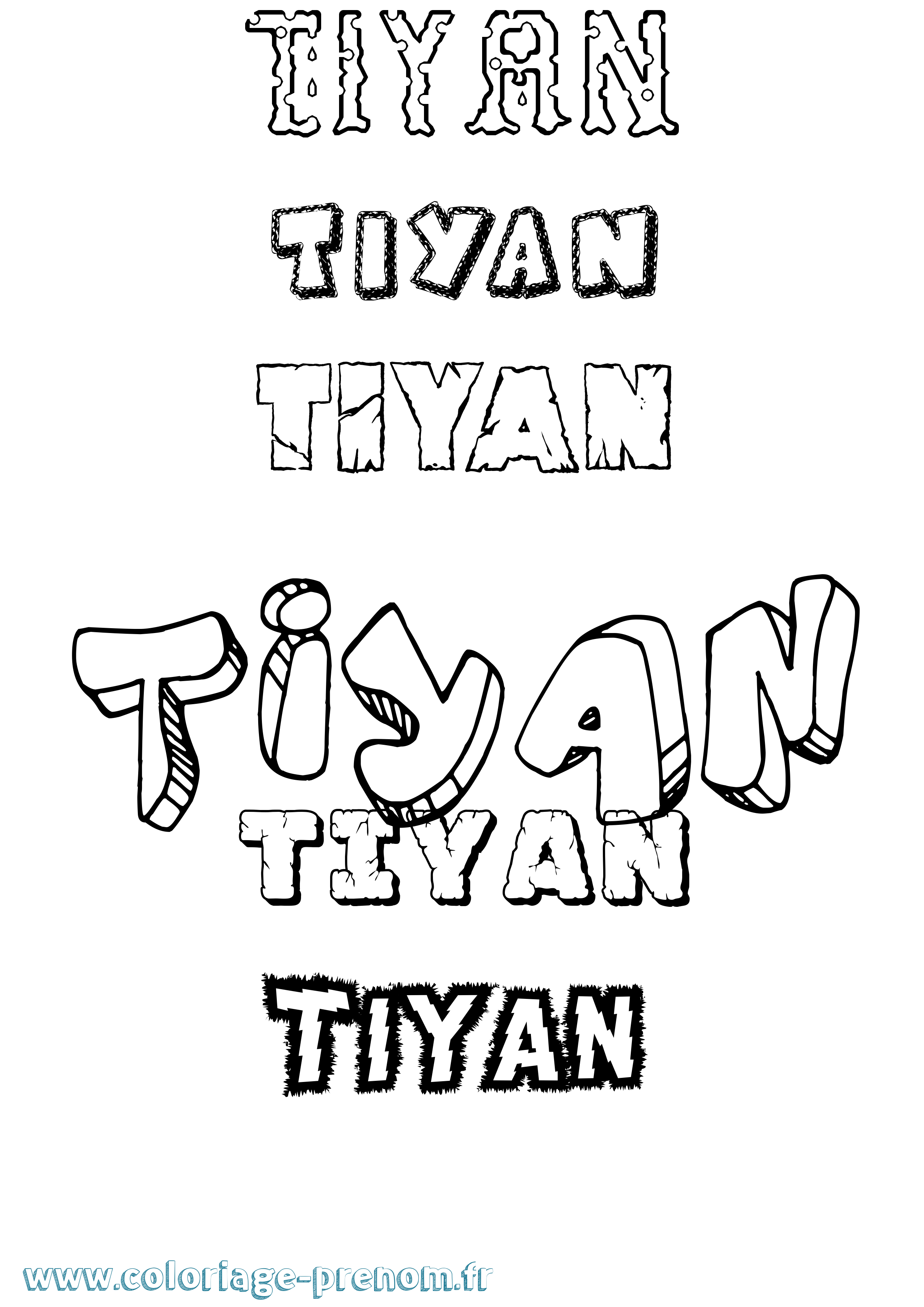 Coloriage Tiyan Destructuré Coloriage prénom Tiyan Destructuré