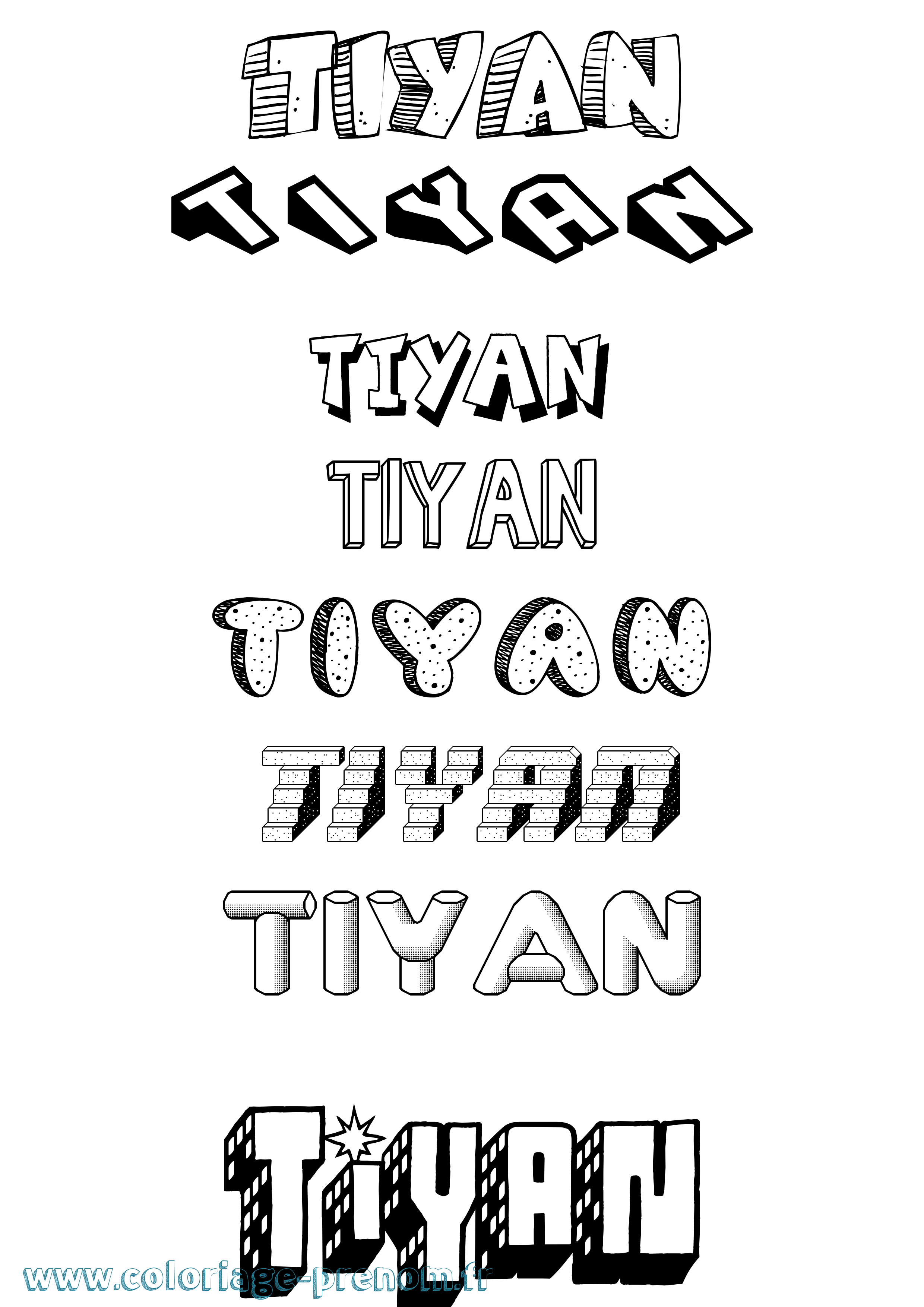 Coloriage Tiyan Effet 3D Coloriage prénom Tiyan Effet 3D