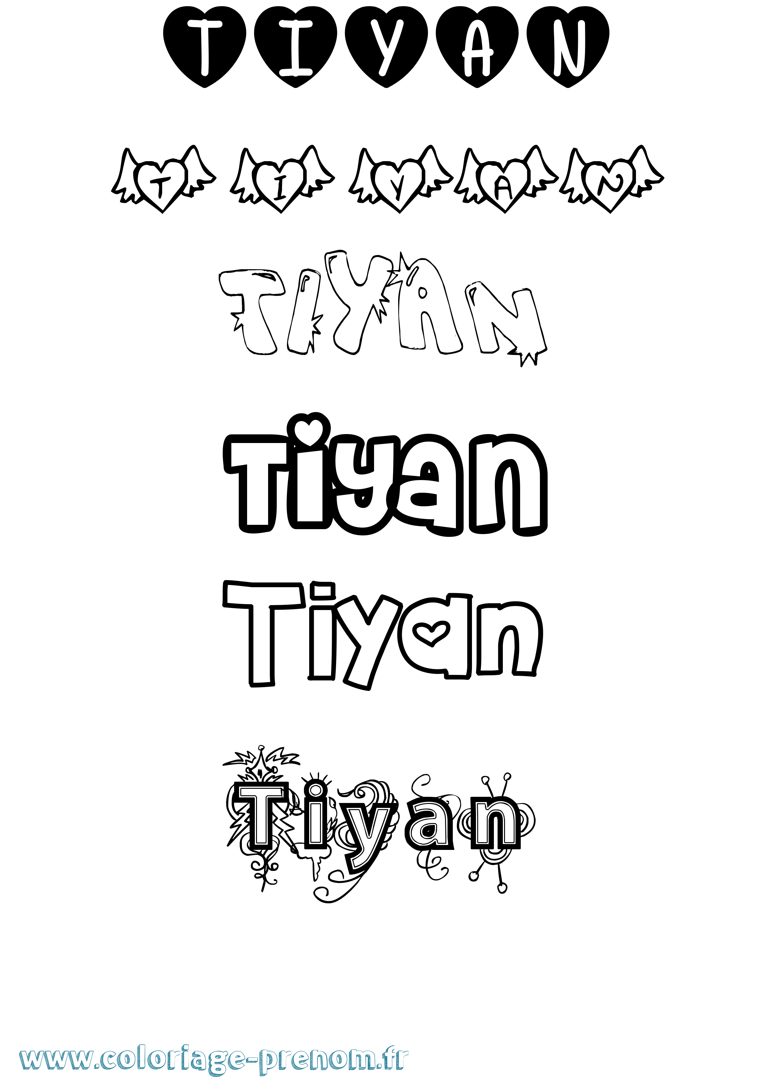 Coloriage Tiyan Girly Coloriage prénom Tiyan Girly