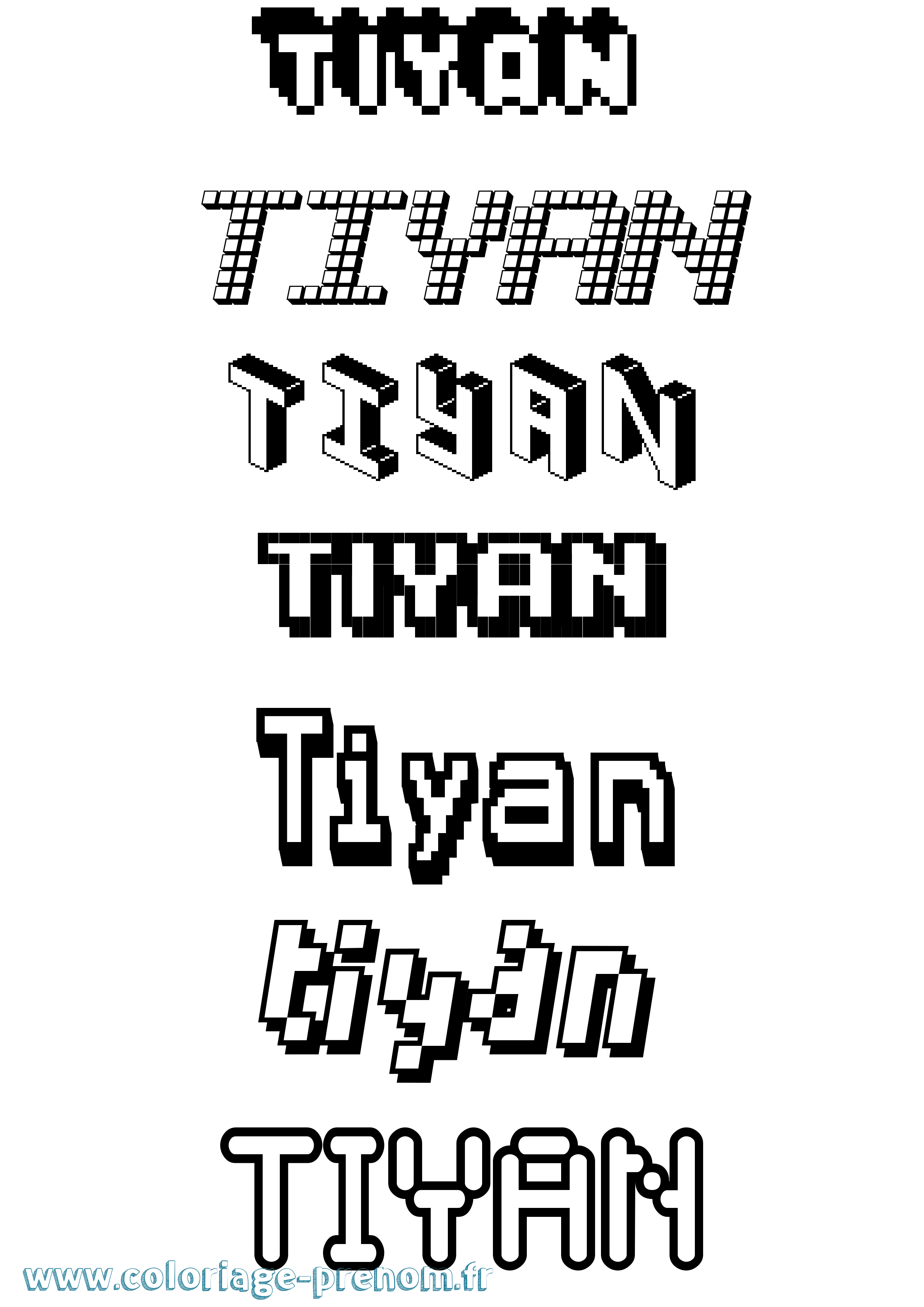 Coloriage Tiyan Pixel Coloriage prénom Tiyan Pixel