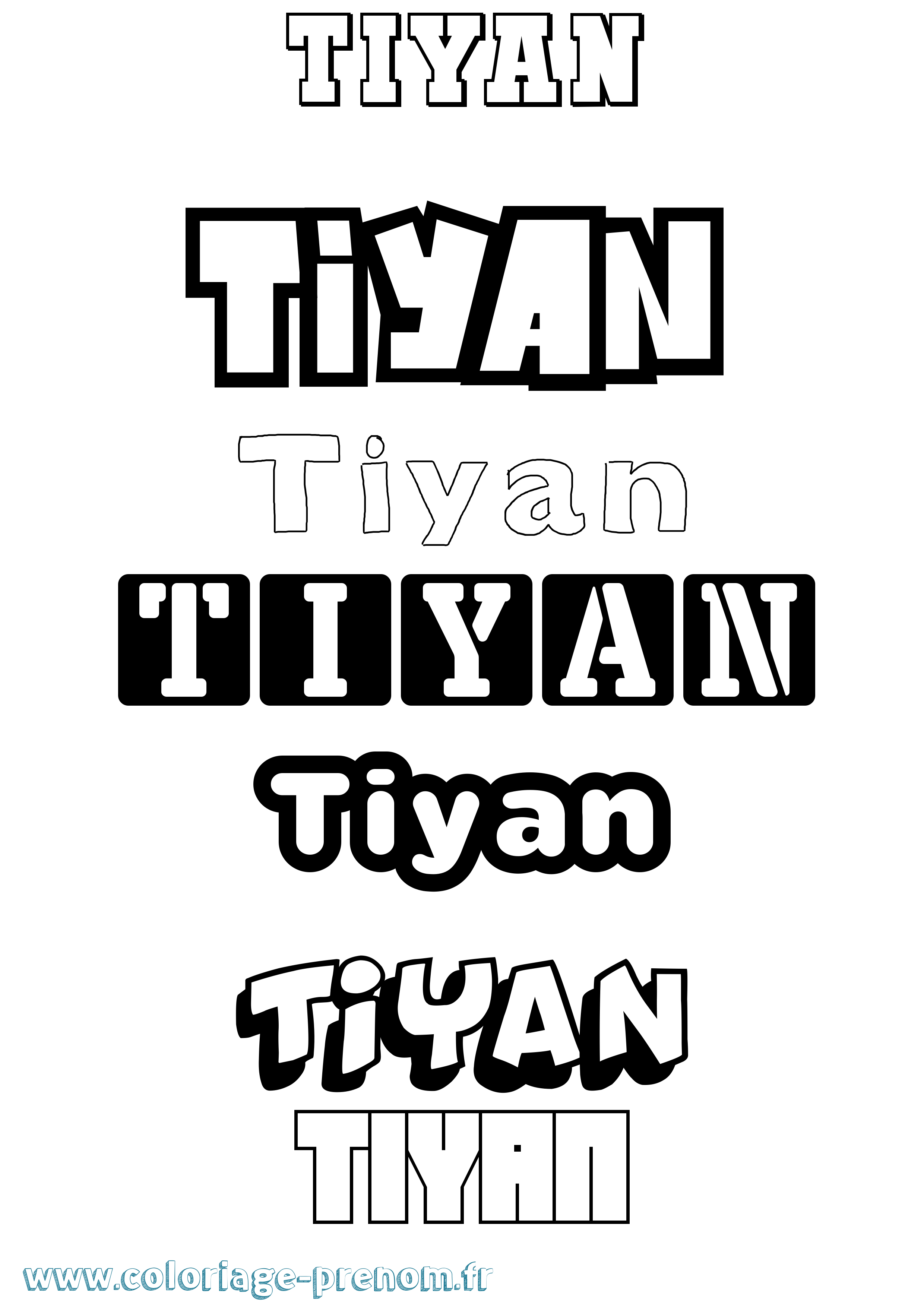 Coloriage Tiyan Simple Coloriage prénom Tiyan Simple