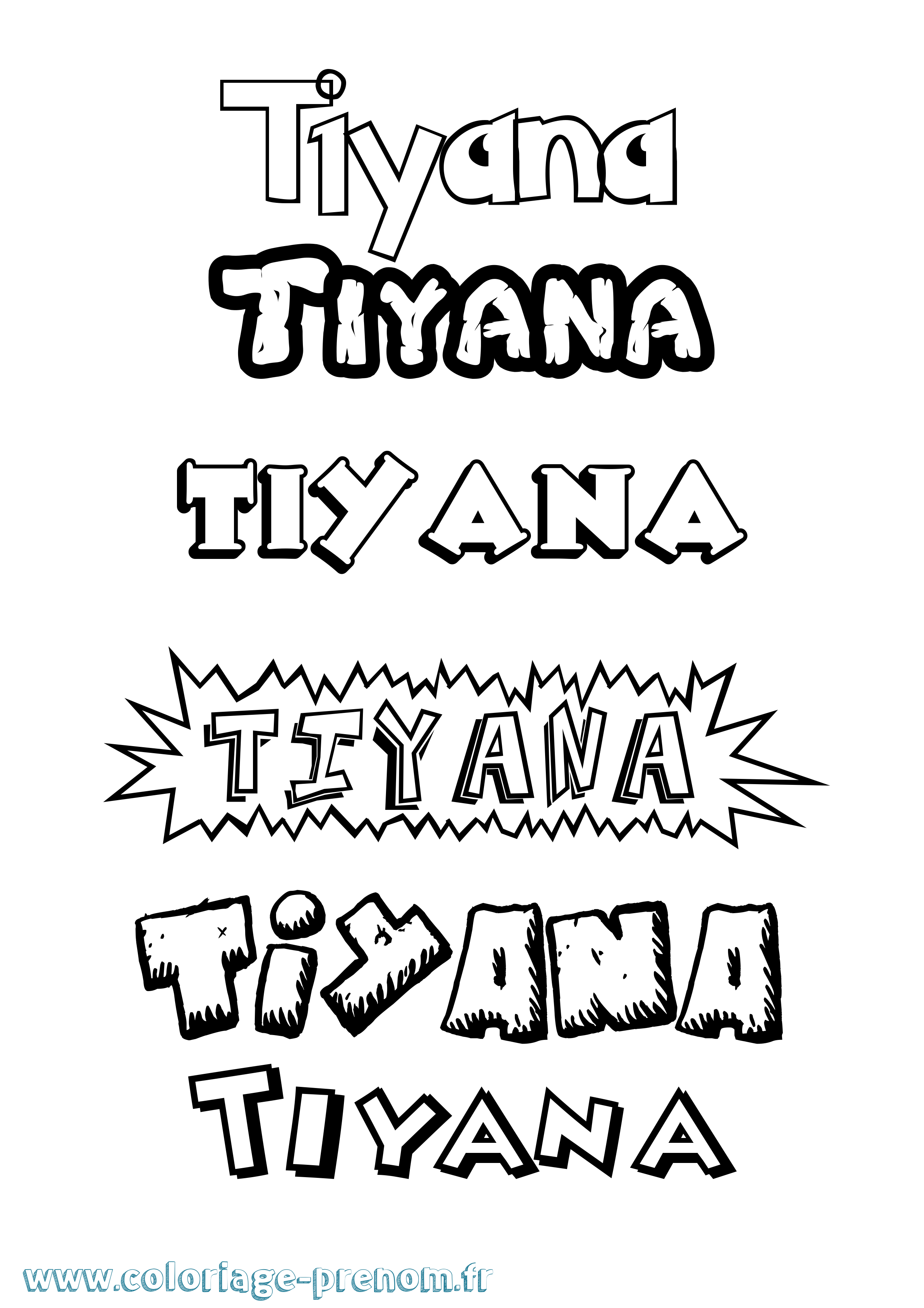 Coloriage Tiyana Dessin Animé Coloriage prénom Tiyana Dessin Animé