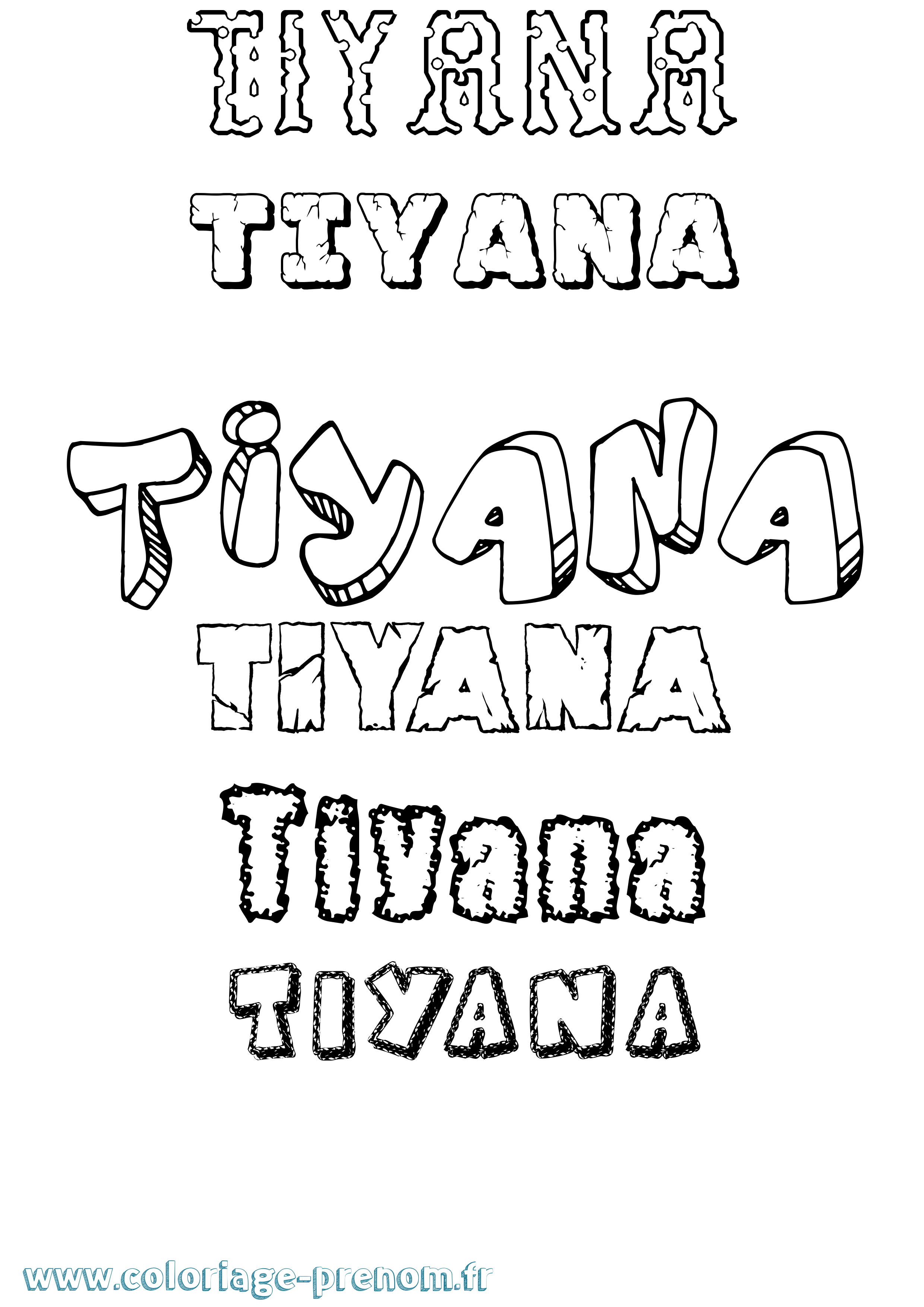 Coloriage Tiyana Destructuré Coloriage prénom Tiyana Destructuré
