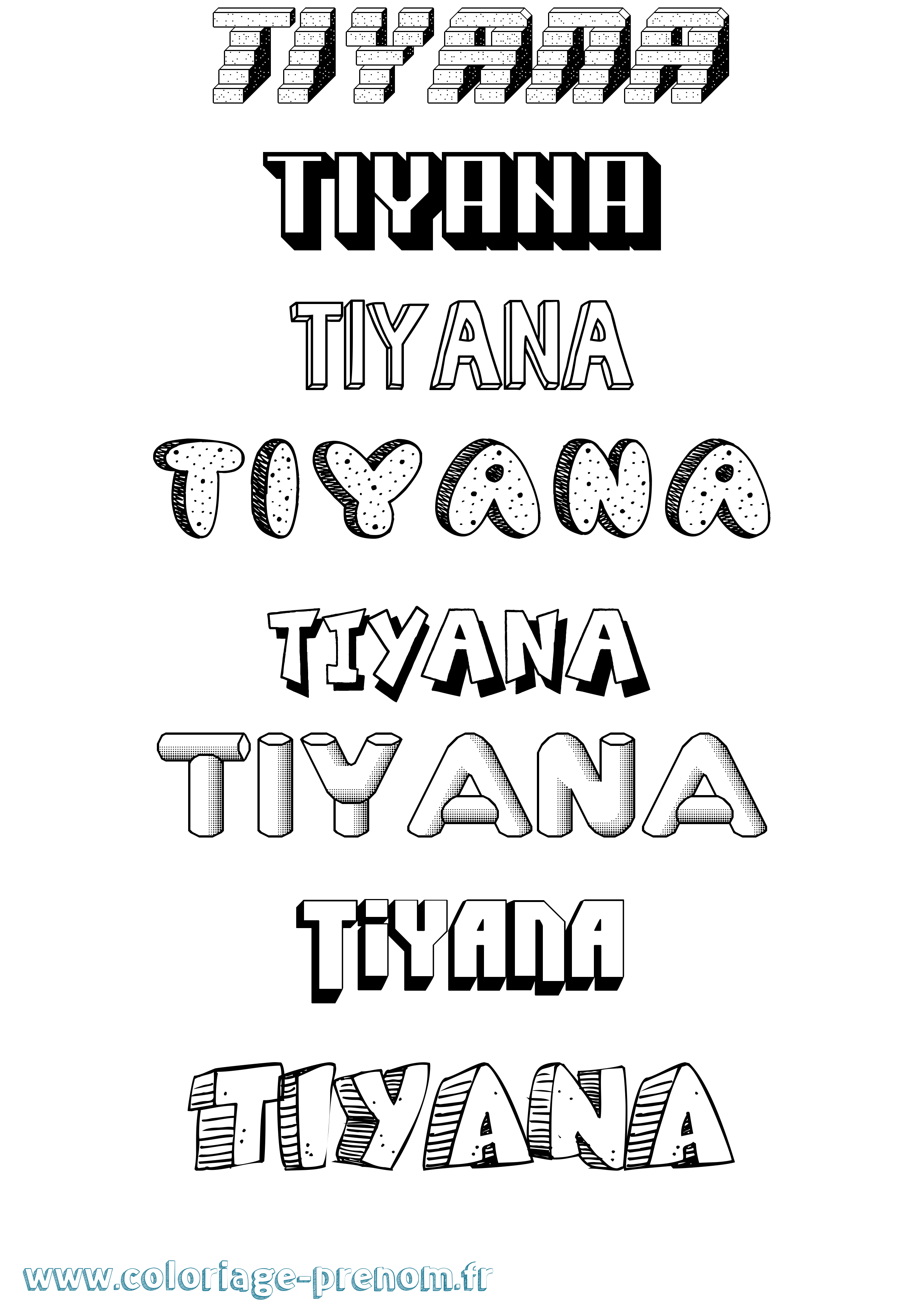 Coloriage Tiyana Effet 3D Coloriage prénom Tiyana Effet 3D