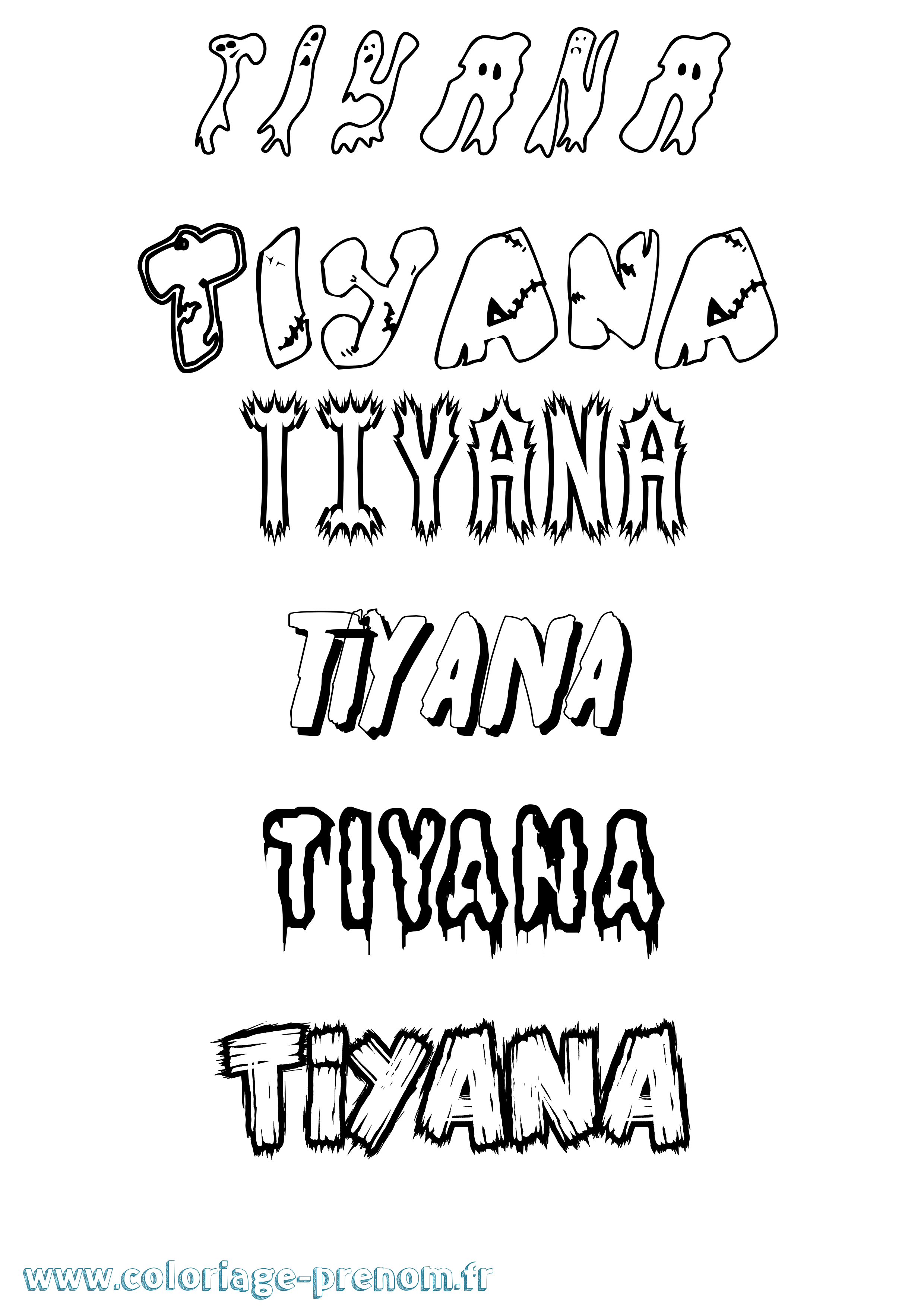Coloriage Tiyana Frisson Coloriage prénom Tiyana Frisson