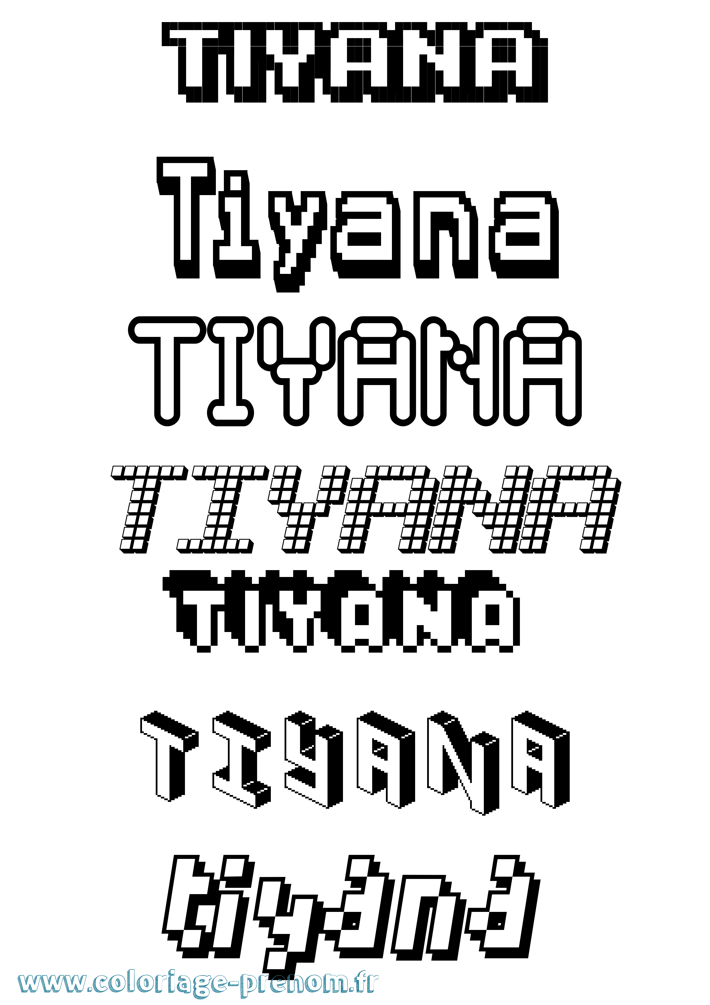 Coloriage Tiyana Pixel Coloriage prénom Tiyana Pixel