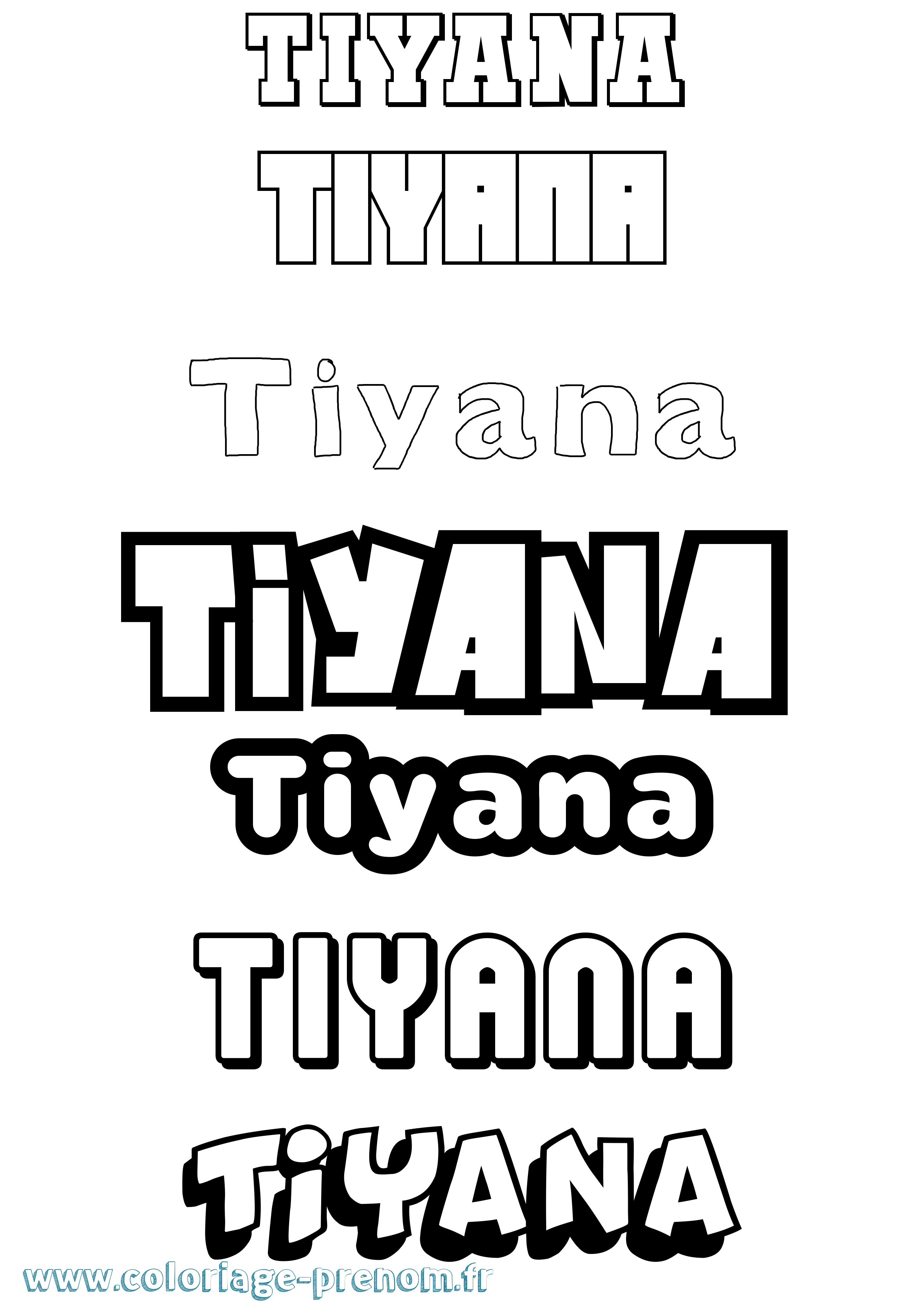 Coloriage Tiyana Simple Coloriage prénom Tiyana Simple