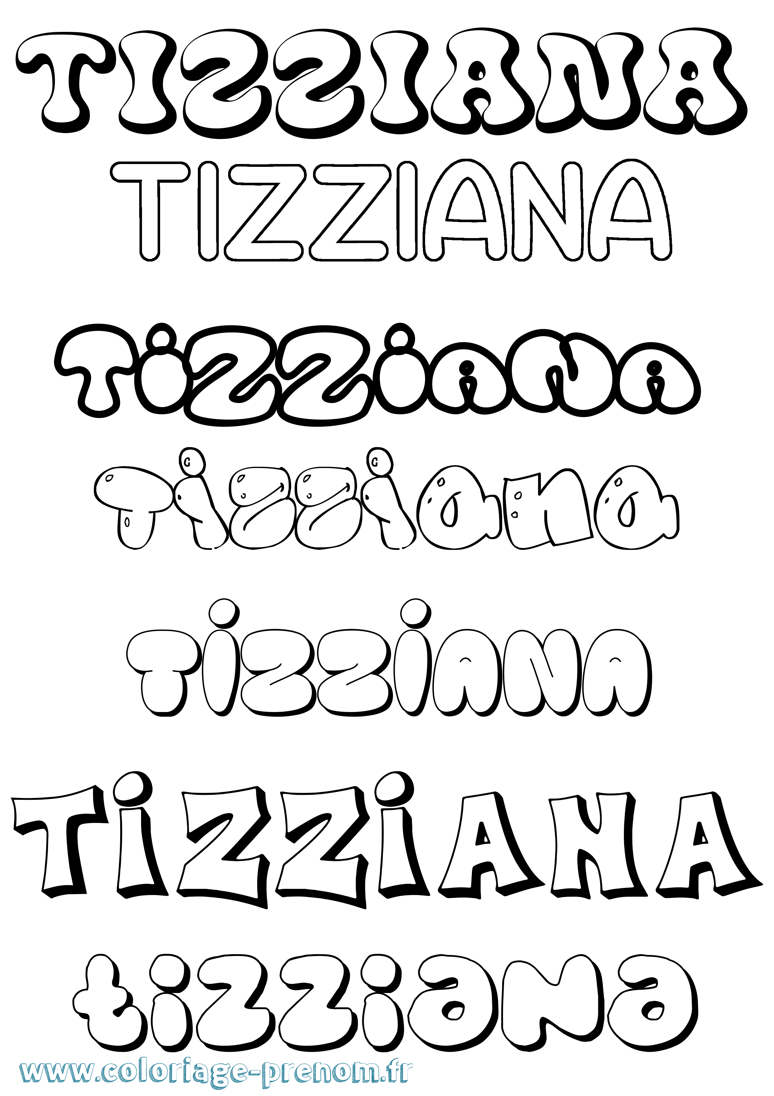 Coloriage Tizziana Bubble Coloriage prénom Tizziana Bubble
