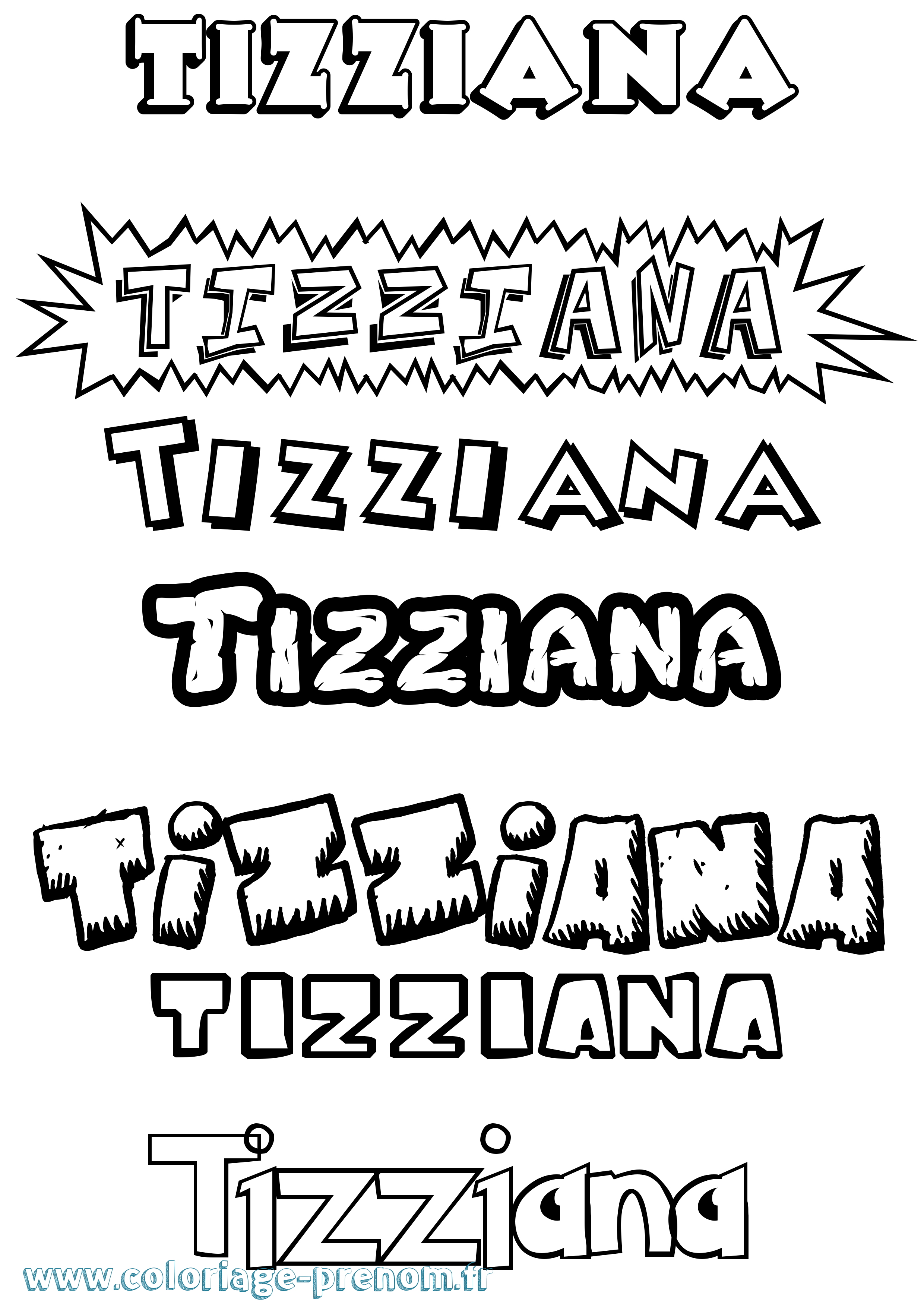 Coloriage Tizziana Dessin Animé Coloriage prénom Tizziana Dessin Animé