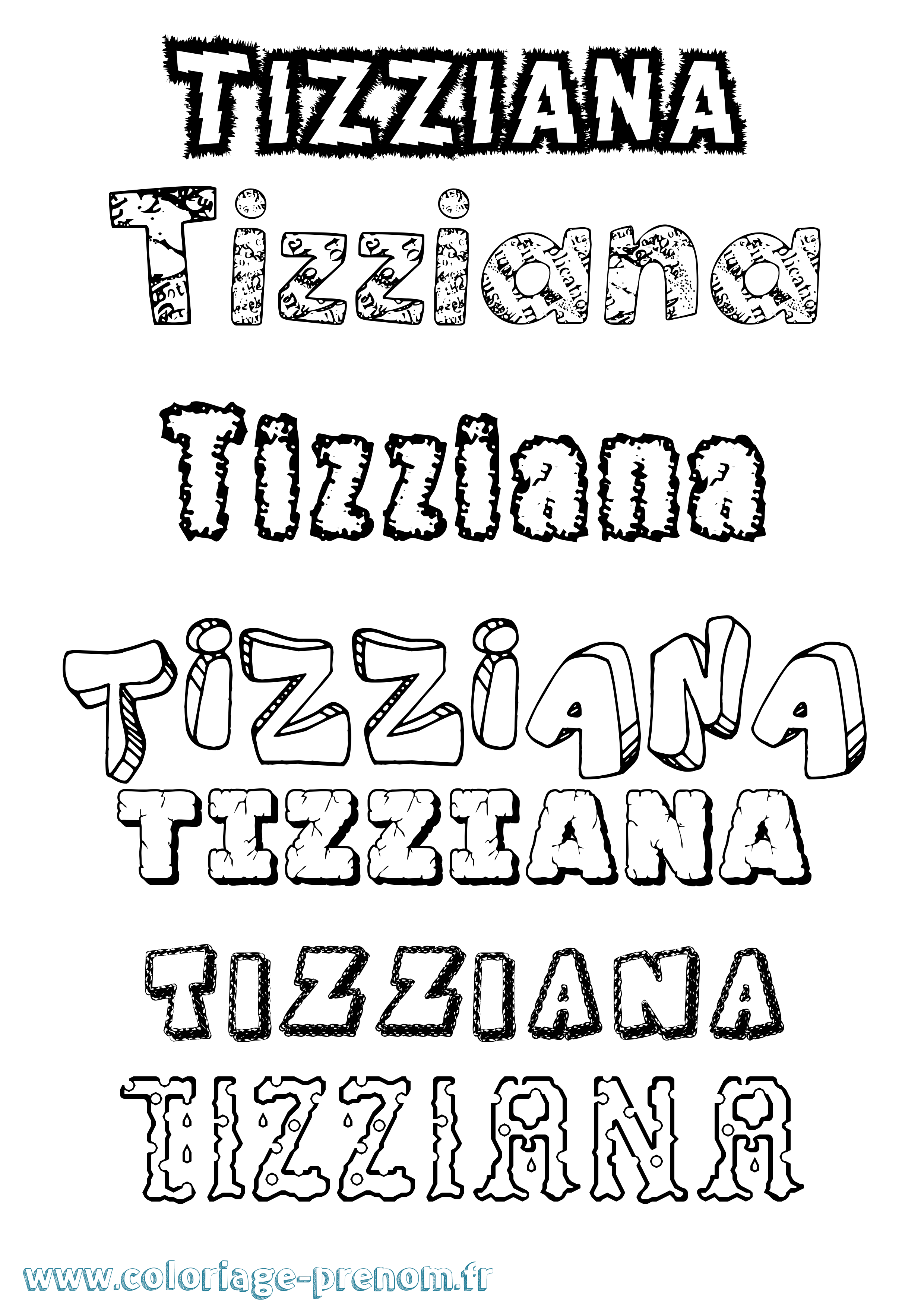 Coloriage Tizziana Destructuré Coloriage prénom Tizziana Destructuré