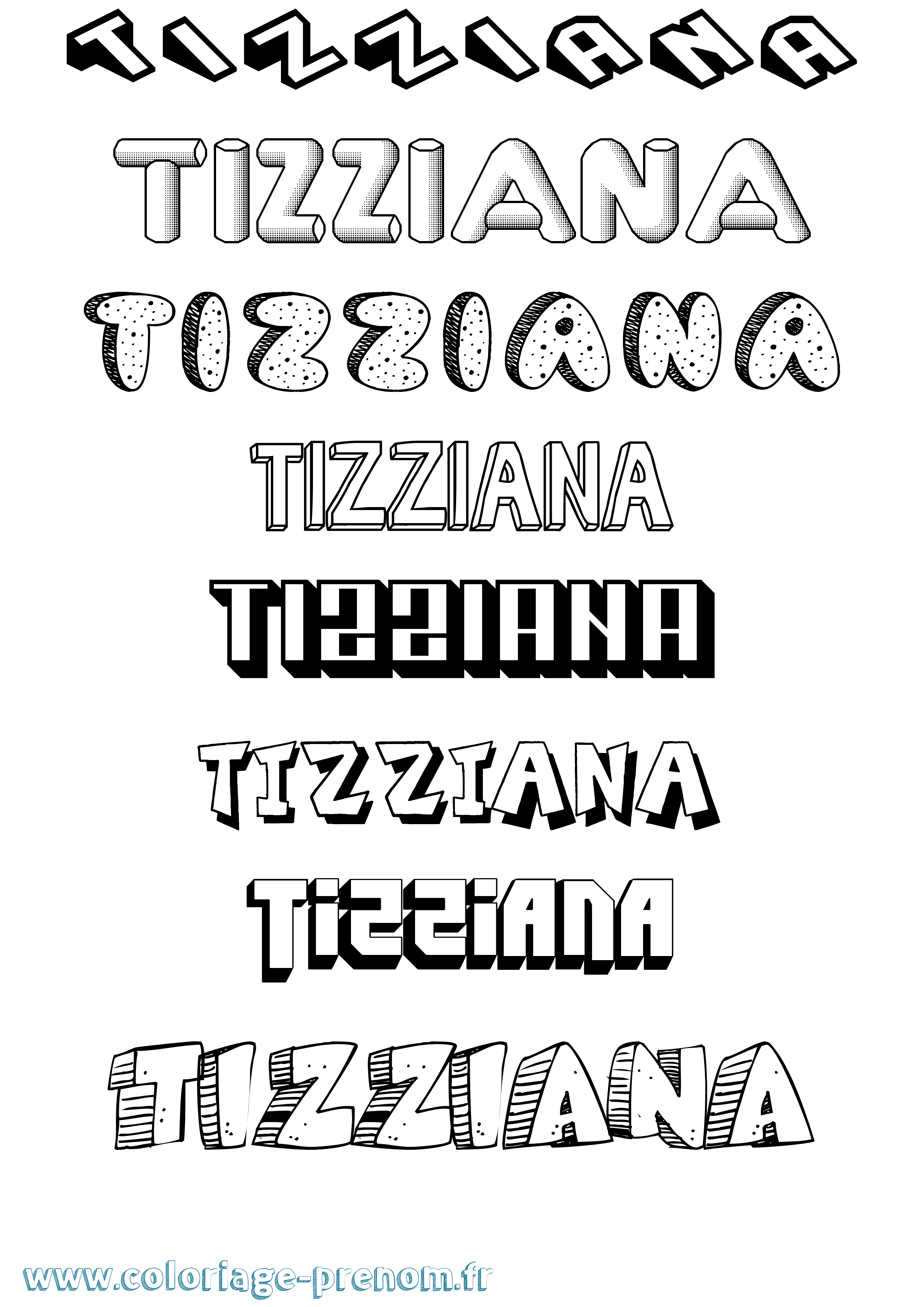 Coloriage Tizziana Effet 3D Coloriage prénom Tizziana Effet 3D