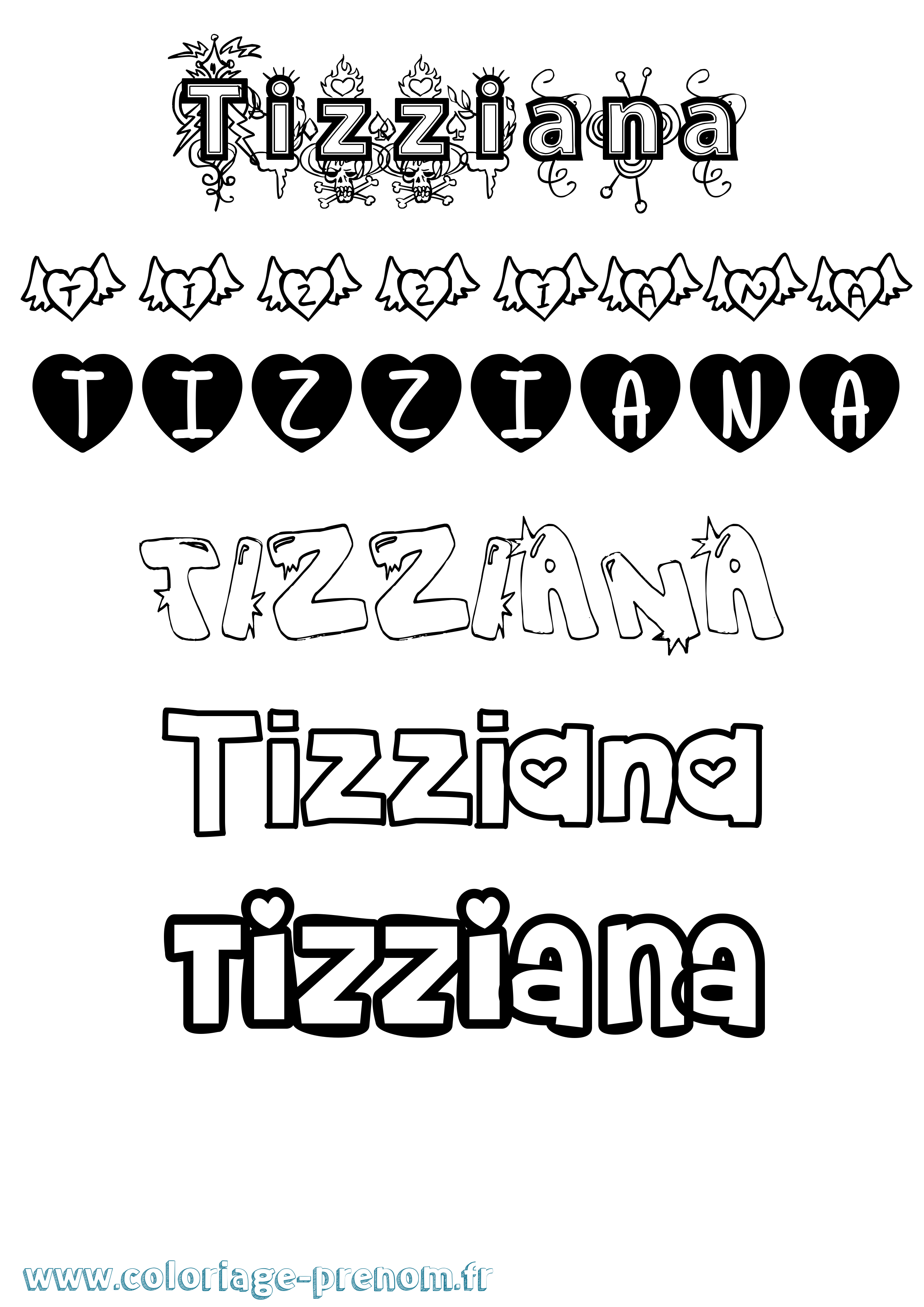 Coloriage Tizziana Girly Coloriage prénom Tizziana Girly