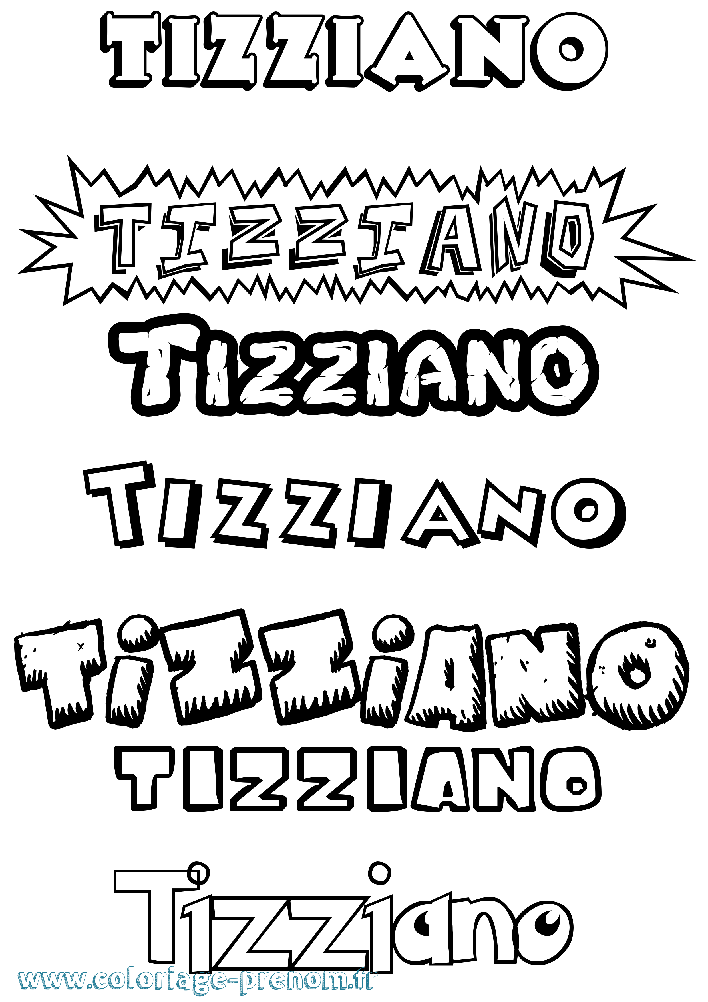Coloriage Tizziano Dessin Animé Coloriage prénom Tizziano Dessin Animé