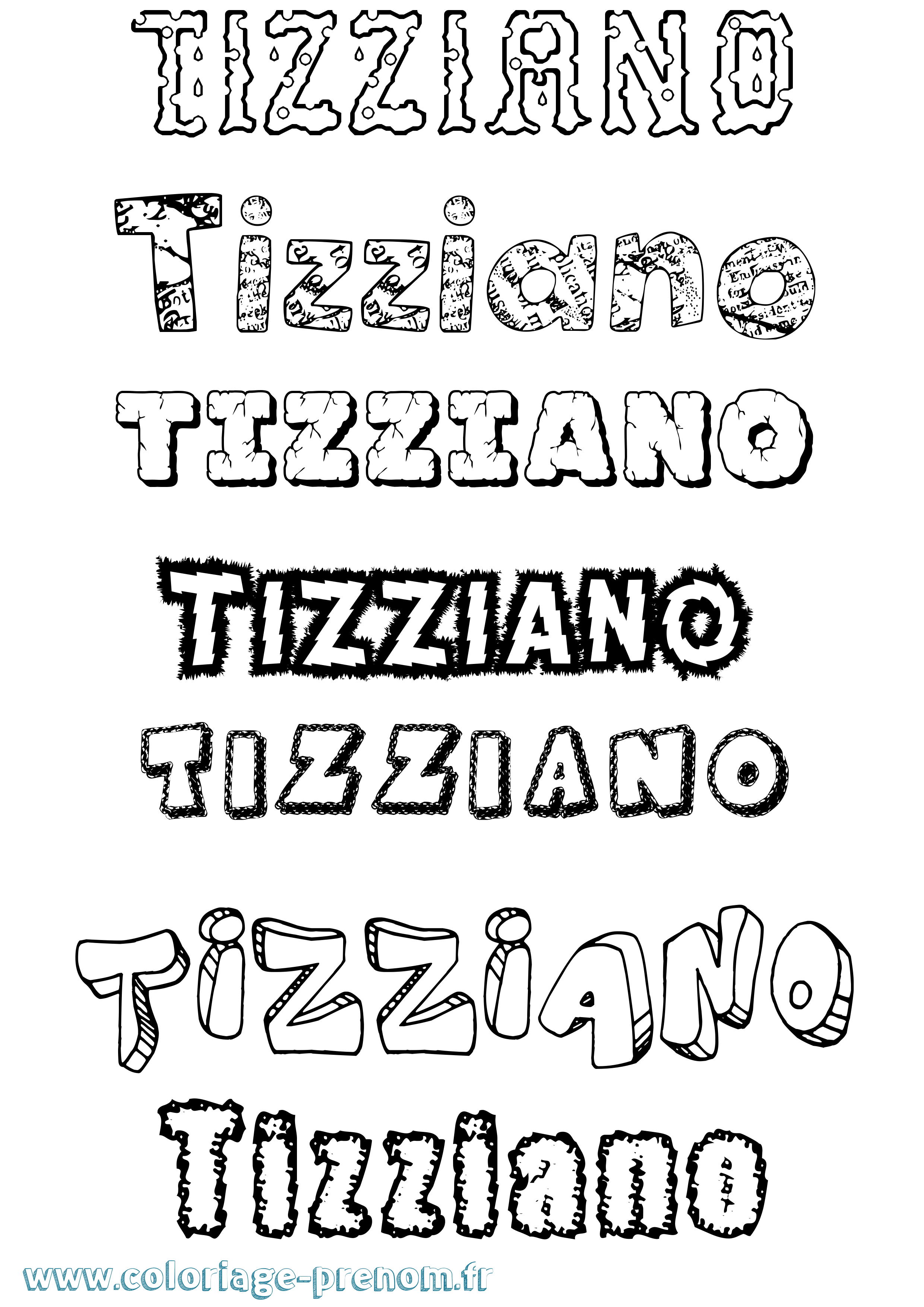 Coloriage Tizziano Destructuré Coloriage prénom Tizziano Destructuré